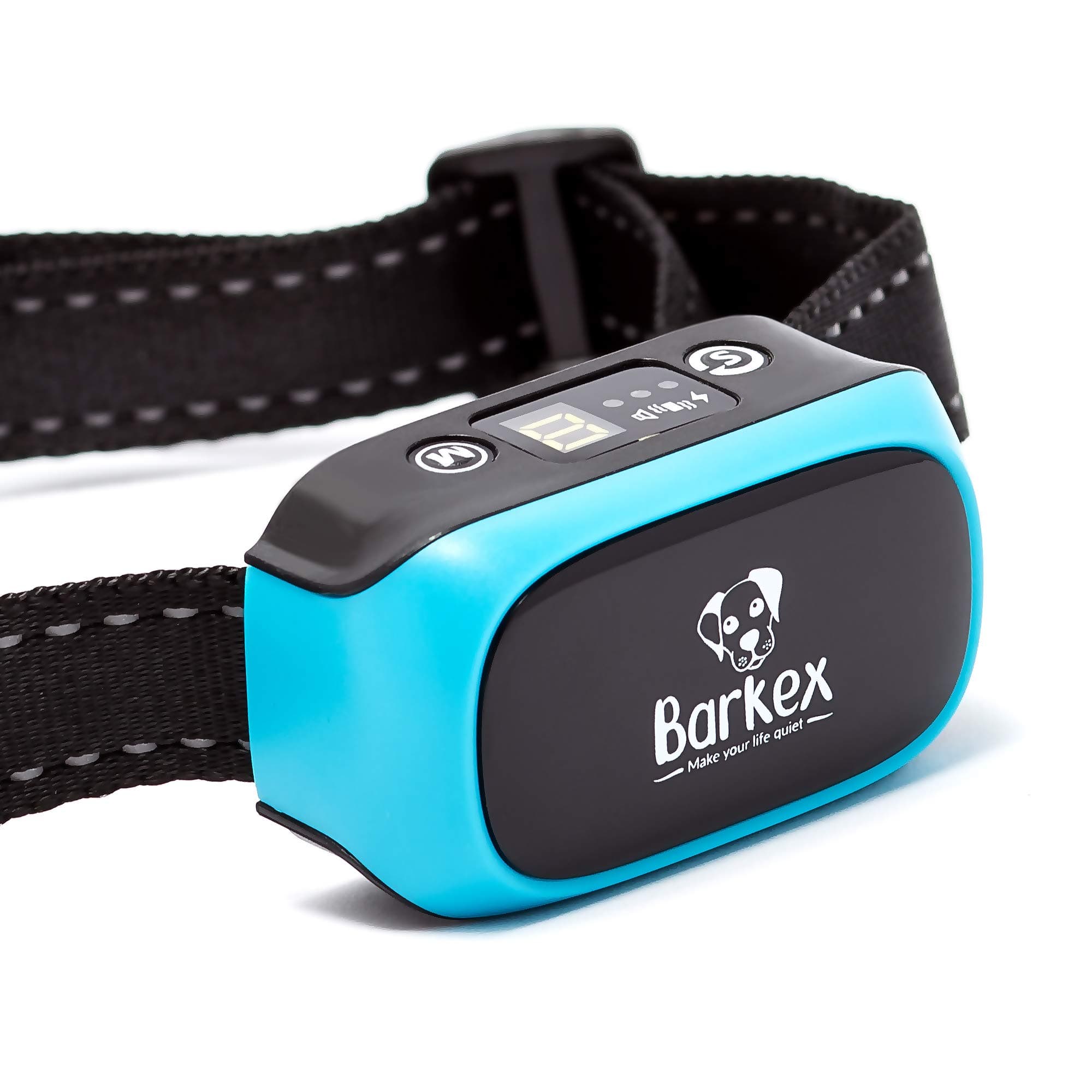 Gshine Rechargeable Dog Anti Barking Training Collar with Three Sensitivity Levels; Beep, Vibration & Harmless Shock, Automatic and Waterproof Dog Barking Controller (Anti Barking Collar-rev)