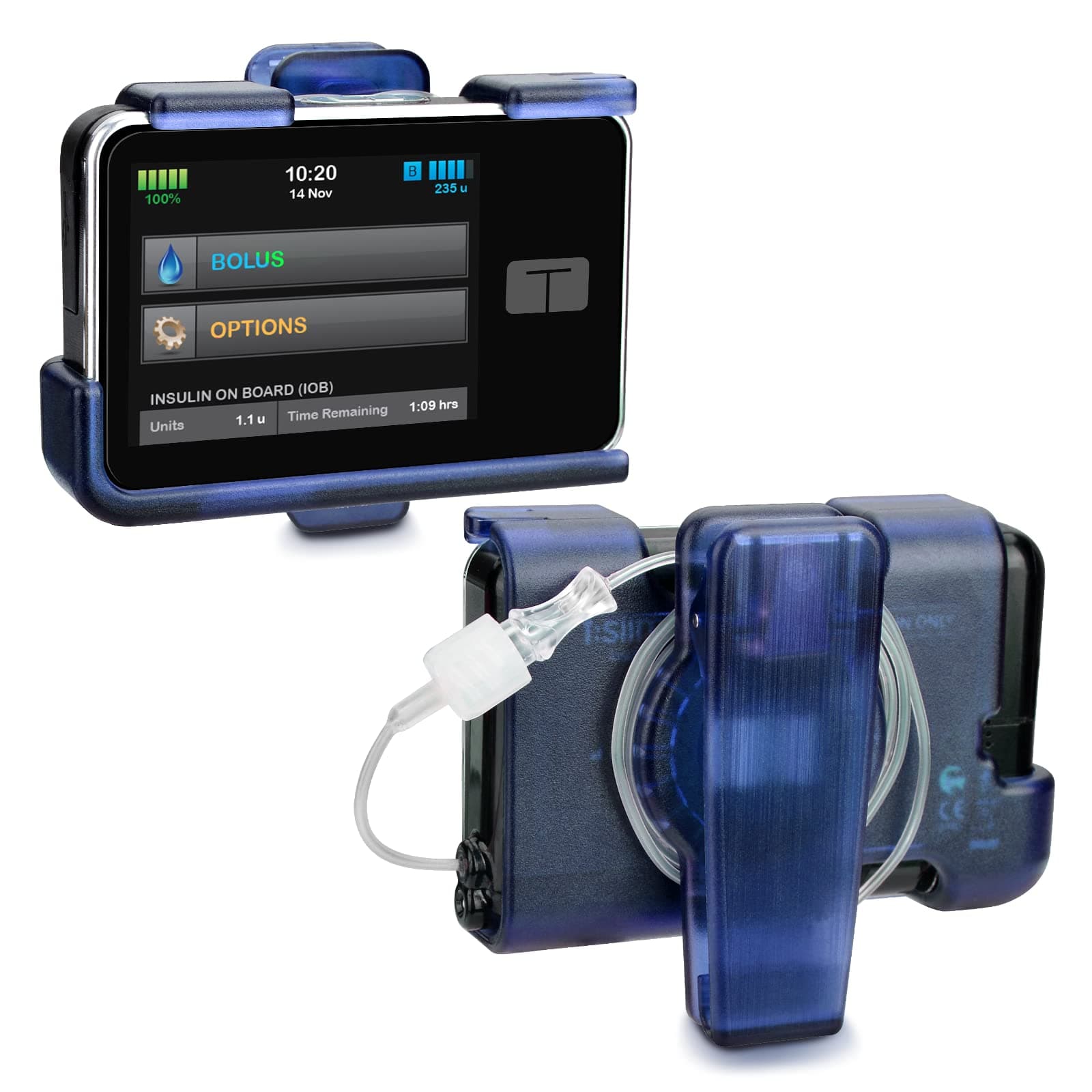 Tandem Tslim X2 Pump Case Accessories Smooth Comfortable Flexible Safe Convenient Insulin Pump Holder 360° Rotating Sturdy Belt Clip for t:Slim/t:Slim G4 (Blue)