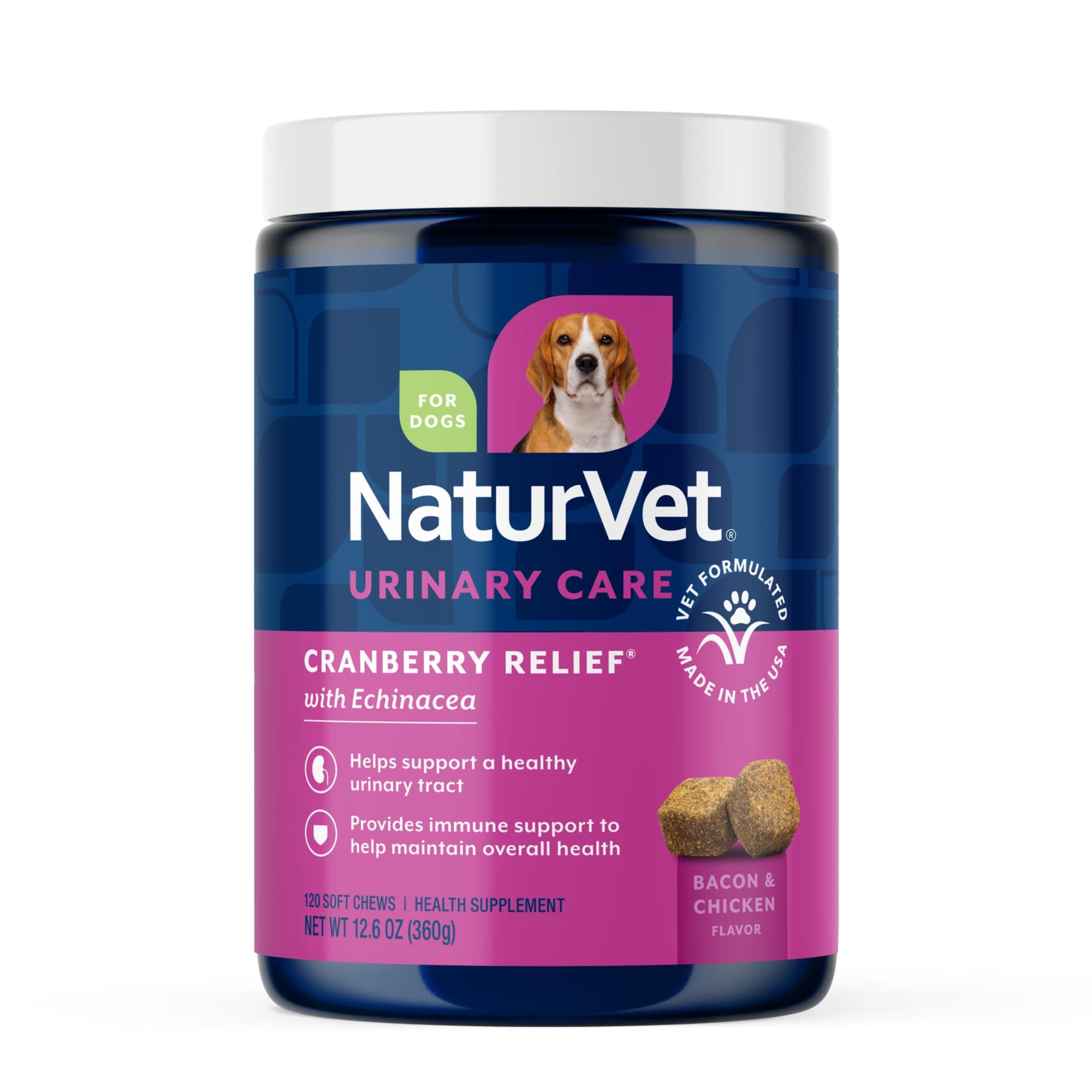 NaturVet – Cranberry Relief Plus Echinacea – Helps Support a Healthy Urinary Tract & Immune System – 120 Soft Chews