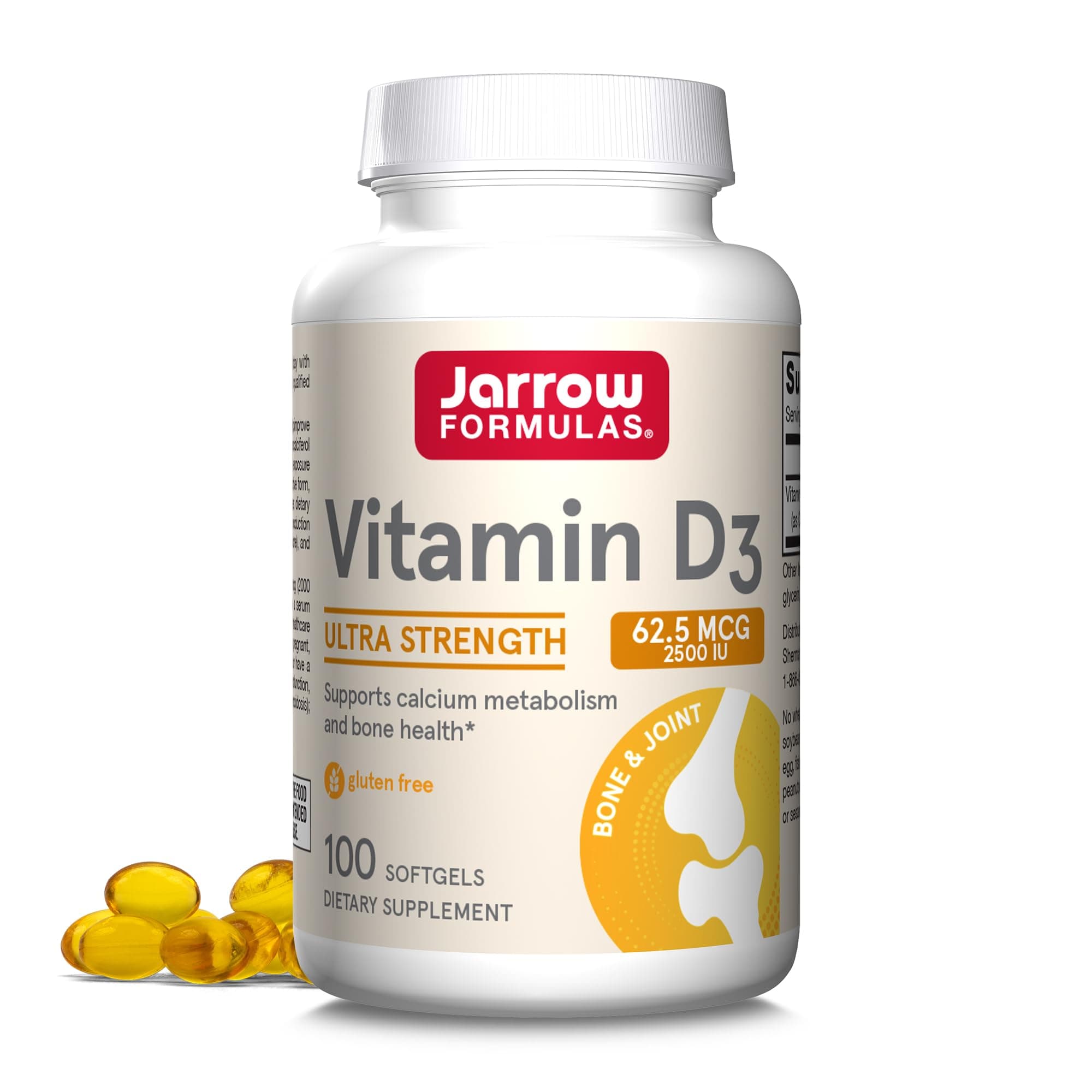 Vitamin D3 2500 IU, Softgels, Bone Health, Immune Function & Calcium Metabolism Support, 100 Count