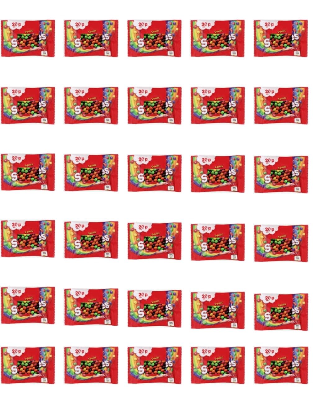 Fruits Sweets Fun Size Bags Party Bag Filler Multipack 30 x 18g Bulk Pack