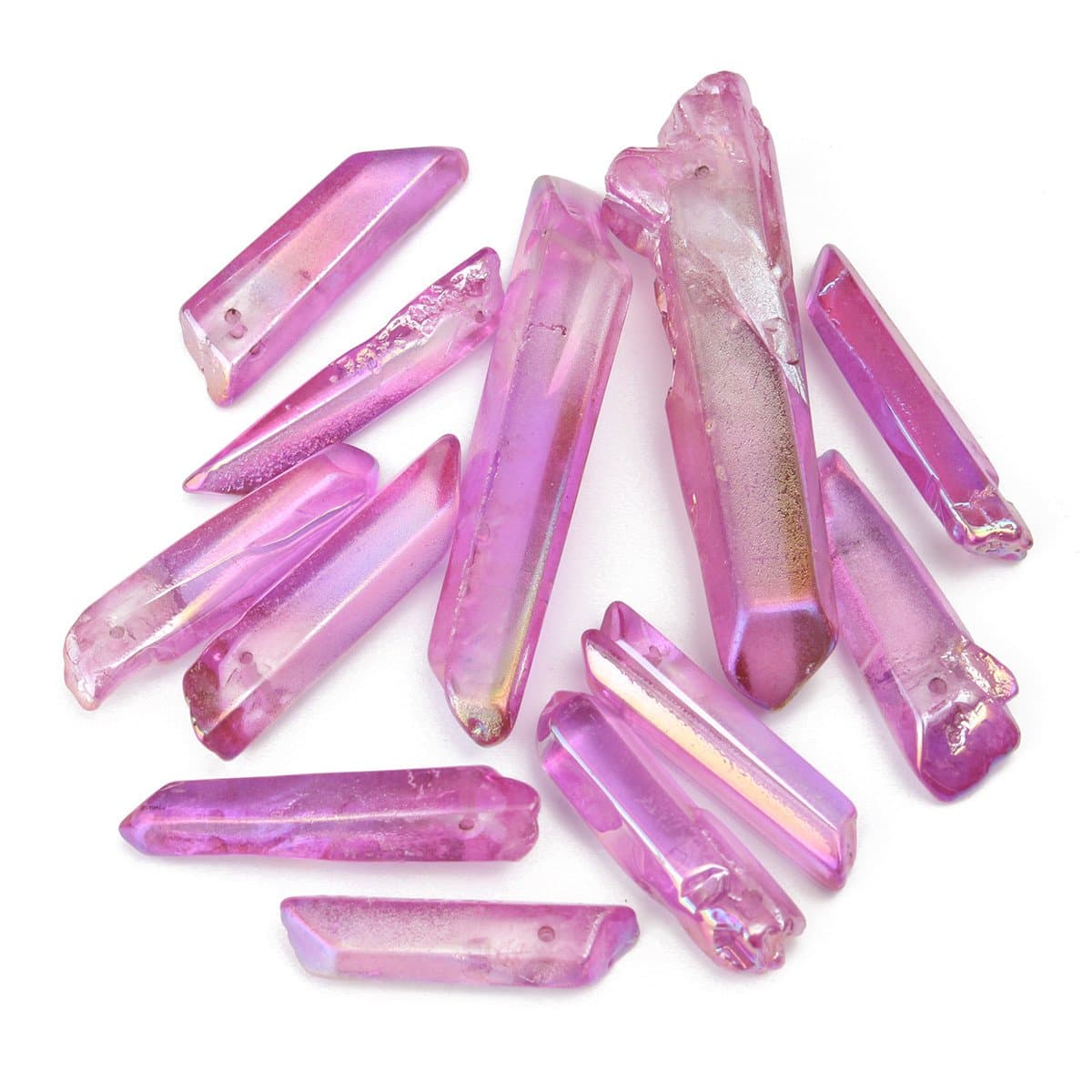 DFBTYG 50g Powerful & Rare Purple Aura Lemurian Seed Quartz Crystal Point 12-15pcs