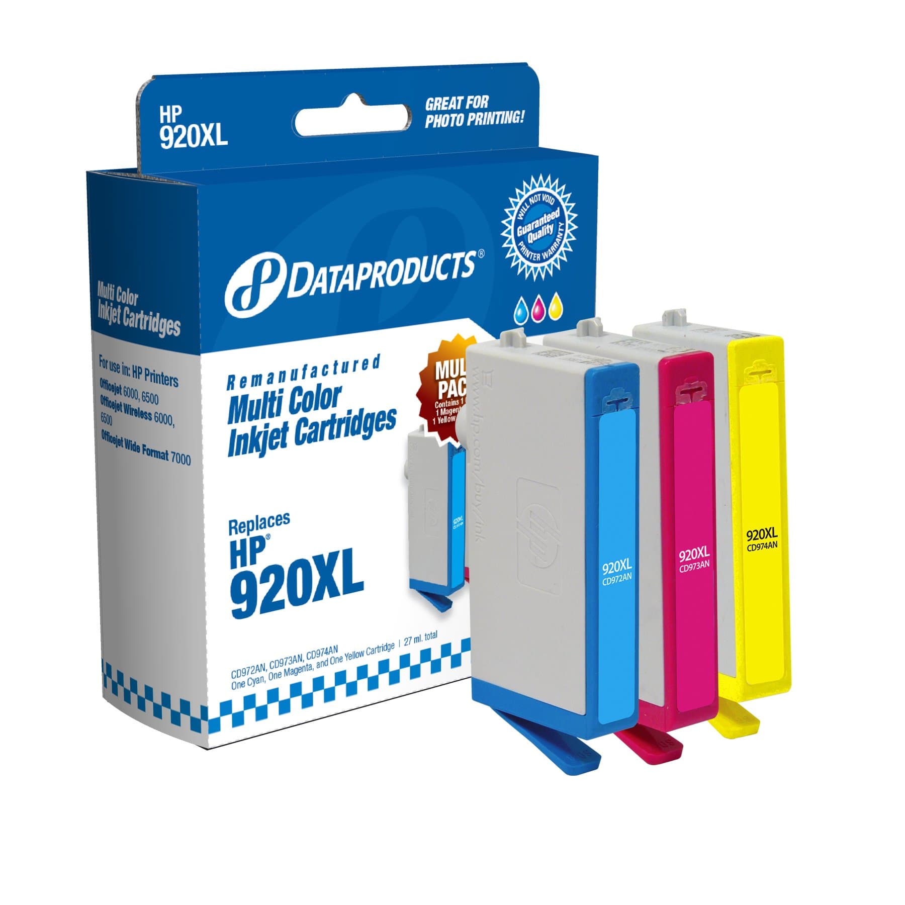 Dataproducts DPC920XLCMY High Yield Remanufactured Ink Cartridge Replacement for HP #920XL (Multi-Pack - Cyan, Magenta, Yellow)