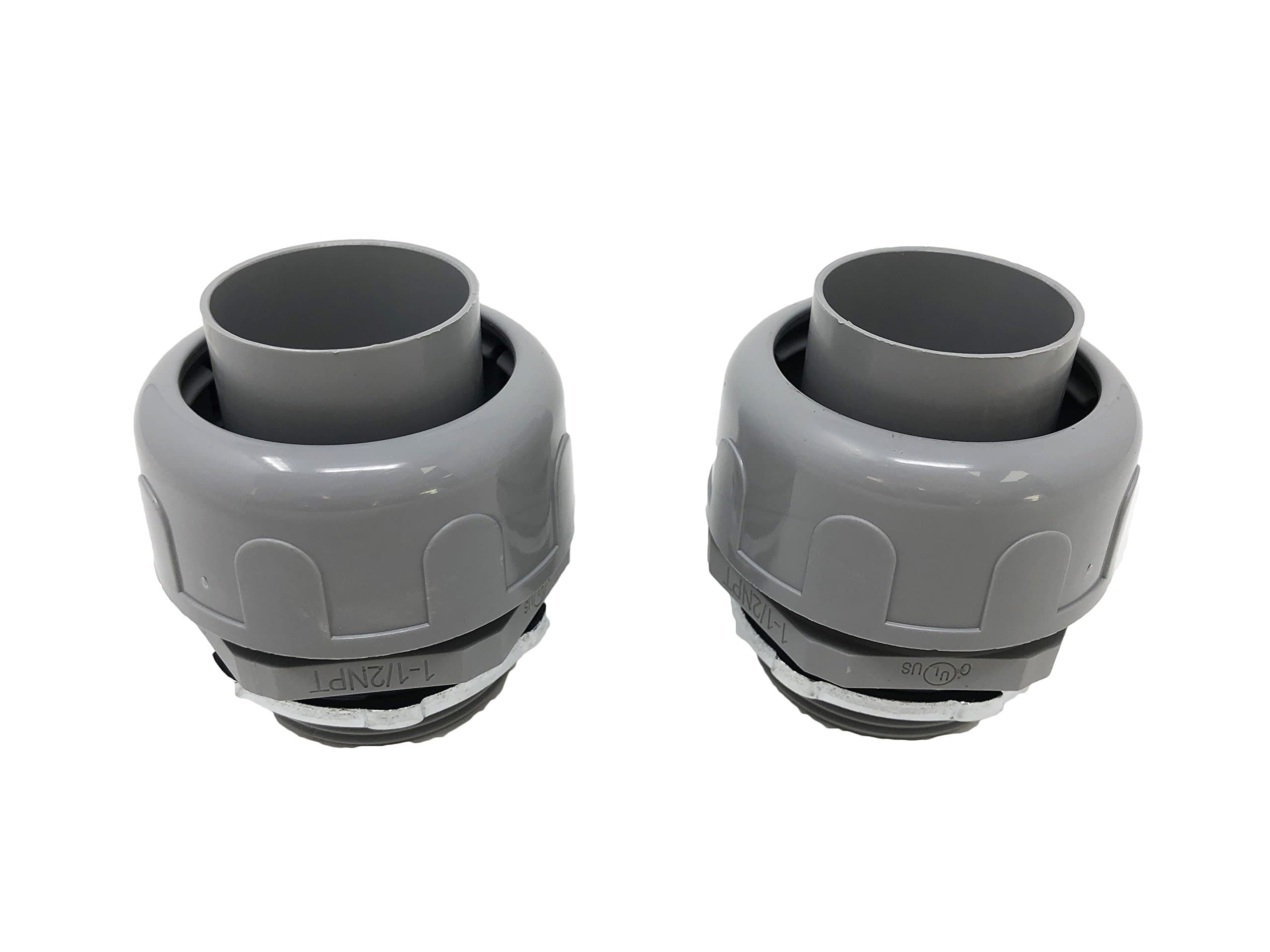 Sealproof 1-1/2-Inch Non-metallic Liquid Tight Straight Electrical Conduit Connector Fitting, UL Listed, 1-1/2" Dia, 2-Pack