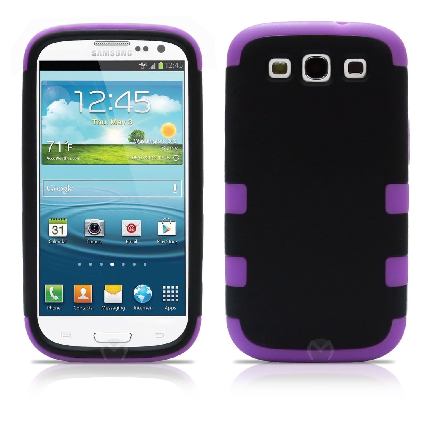Galaxy S3 Case, MagicMobile Hybrid Protective S3 Case Dual Layer Shockproof Hard Case for Galaxy S3 [Rugged Rubber Silicone + Rigid Plastic Shell] Tough [ARMOR] for S3 Impact Resistant Heavy Duty Case Cover for Galaxy S3 (Black / Purple)