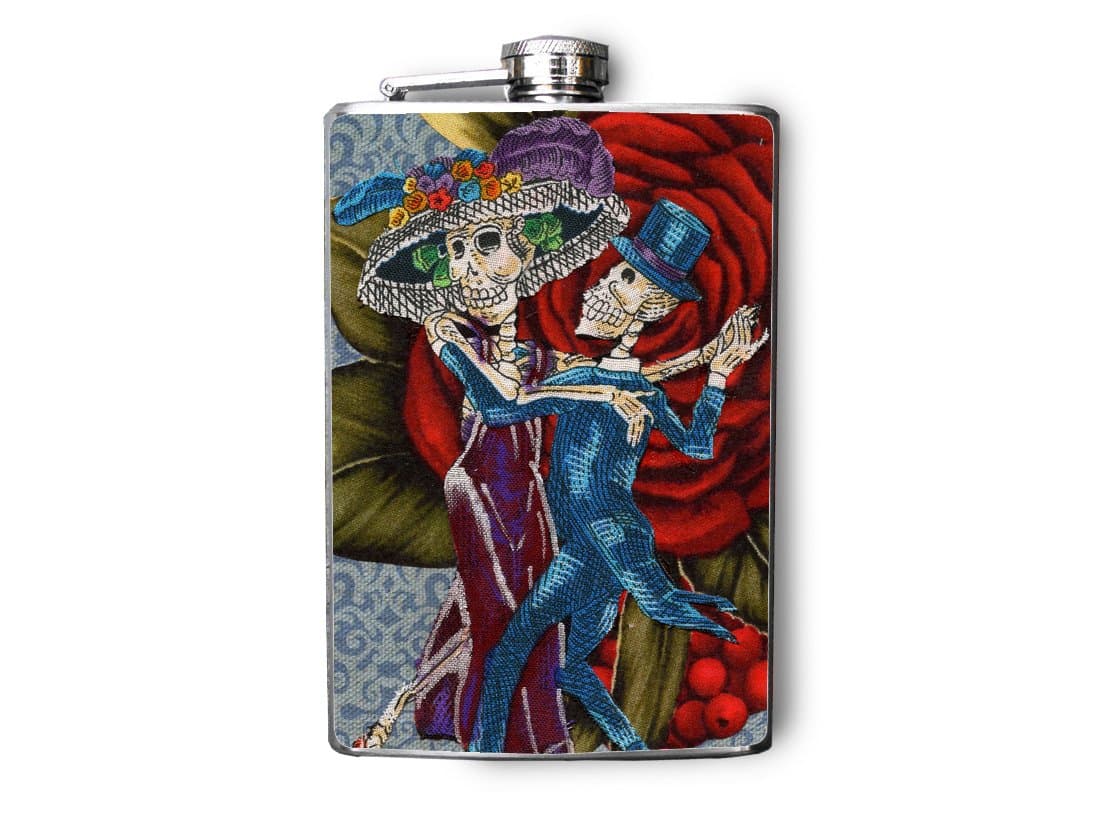 Skeletons Decorated 8oz. Stainless Steel Flask - FD258