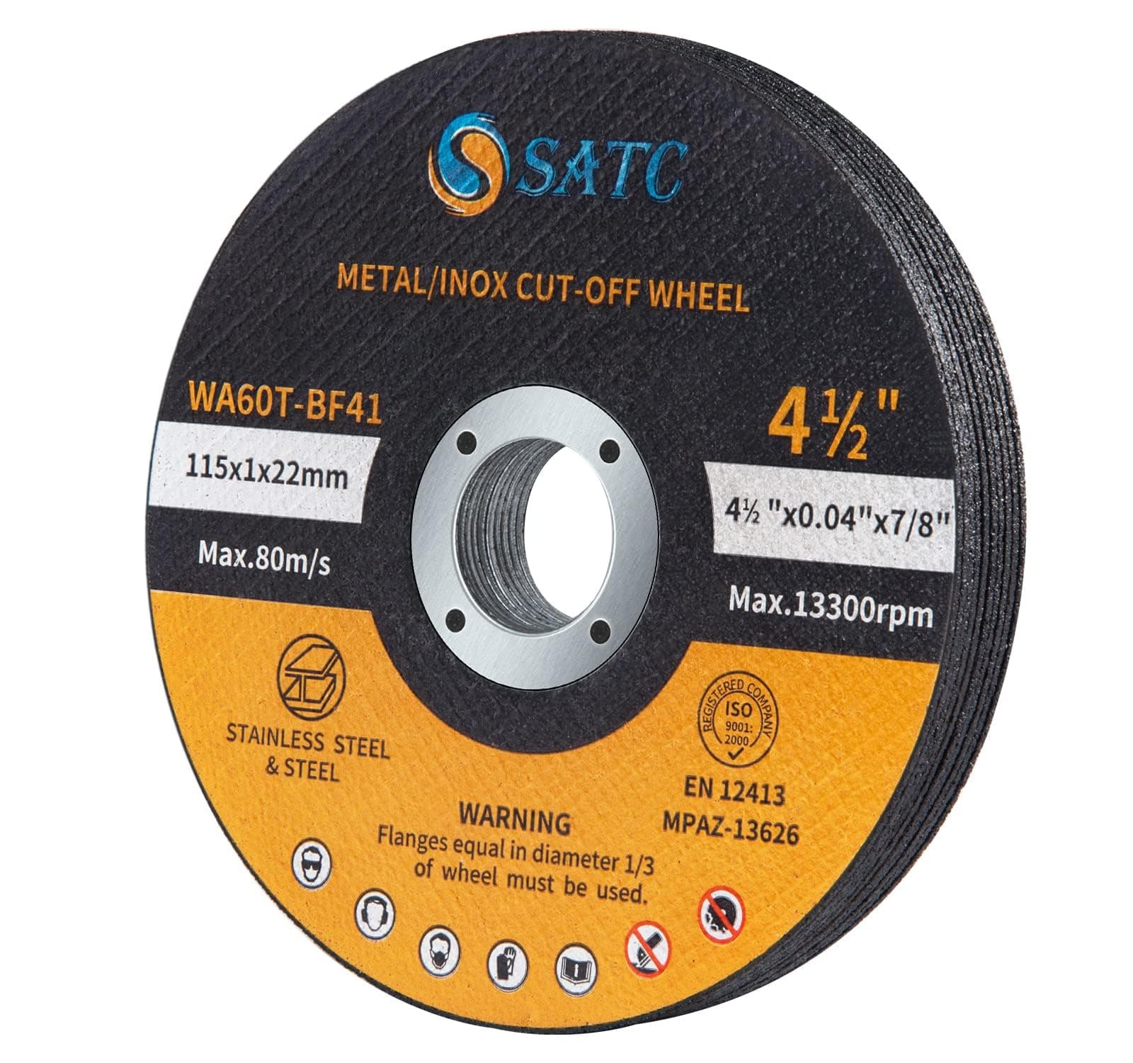 SATC 115mm Cutting Discs 10-Piece Durable Angle Grinder Discs Ultra Thin 1mm for Fast & Precise Cutting of Steel, Iron, Aluminum, & Ferrous Metals