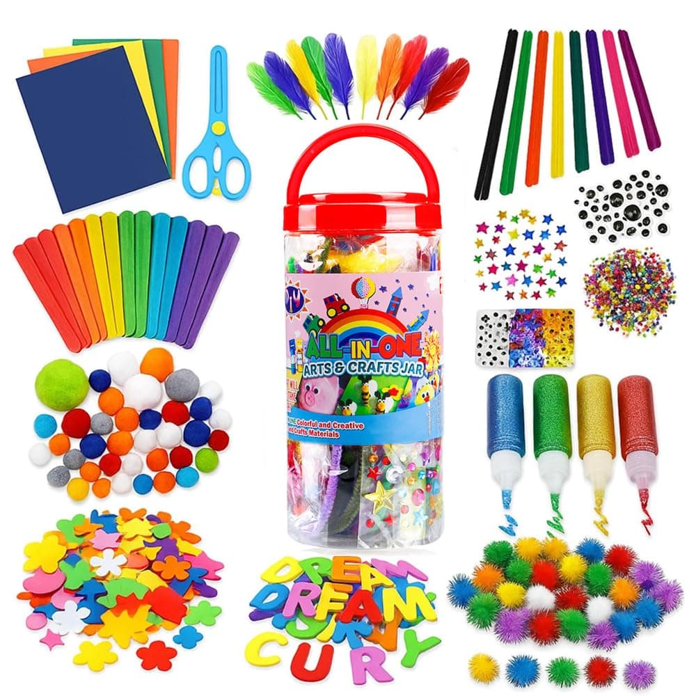AMERTEER 1000PCS Arts And Craft Supplies For Kids Toddler DIY Art Craft Kits Crafting Materials Toys Set For School Home Projects Kids Craft Supplies, Bulk Craft Sets, Toddler Craft Kit Crafting Kit