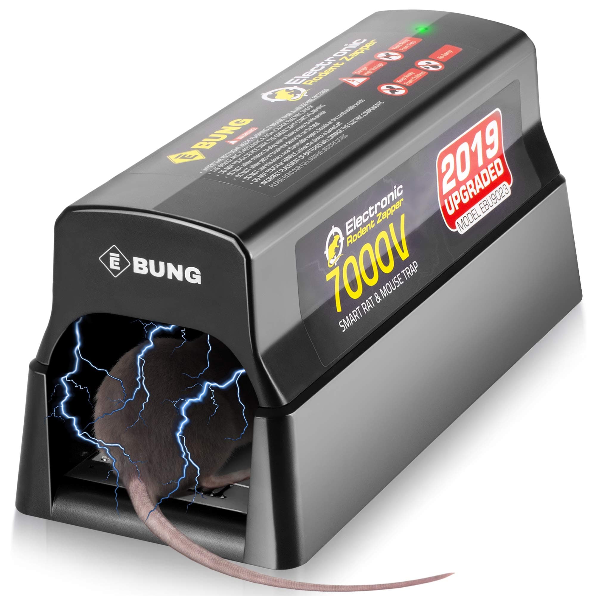 Ebung Electric Mouse Trap and Rat, Rodent, Chipmunk Zapper That Work— Instant and Humane Rodent Mice Killer – Powerful 7000 V Electrical Beam – Mess-Free Operation – Works Safe and Durable