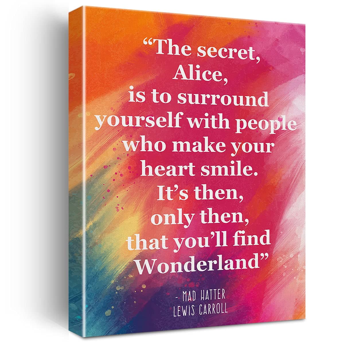 Inspirational Wall Art the Secret Quote Alice In Wonderland Watercolor Canvas Painting Prints for Home Wall Decor Framed Book Quote Artwork Gifts(12x15 Inch)