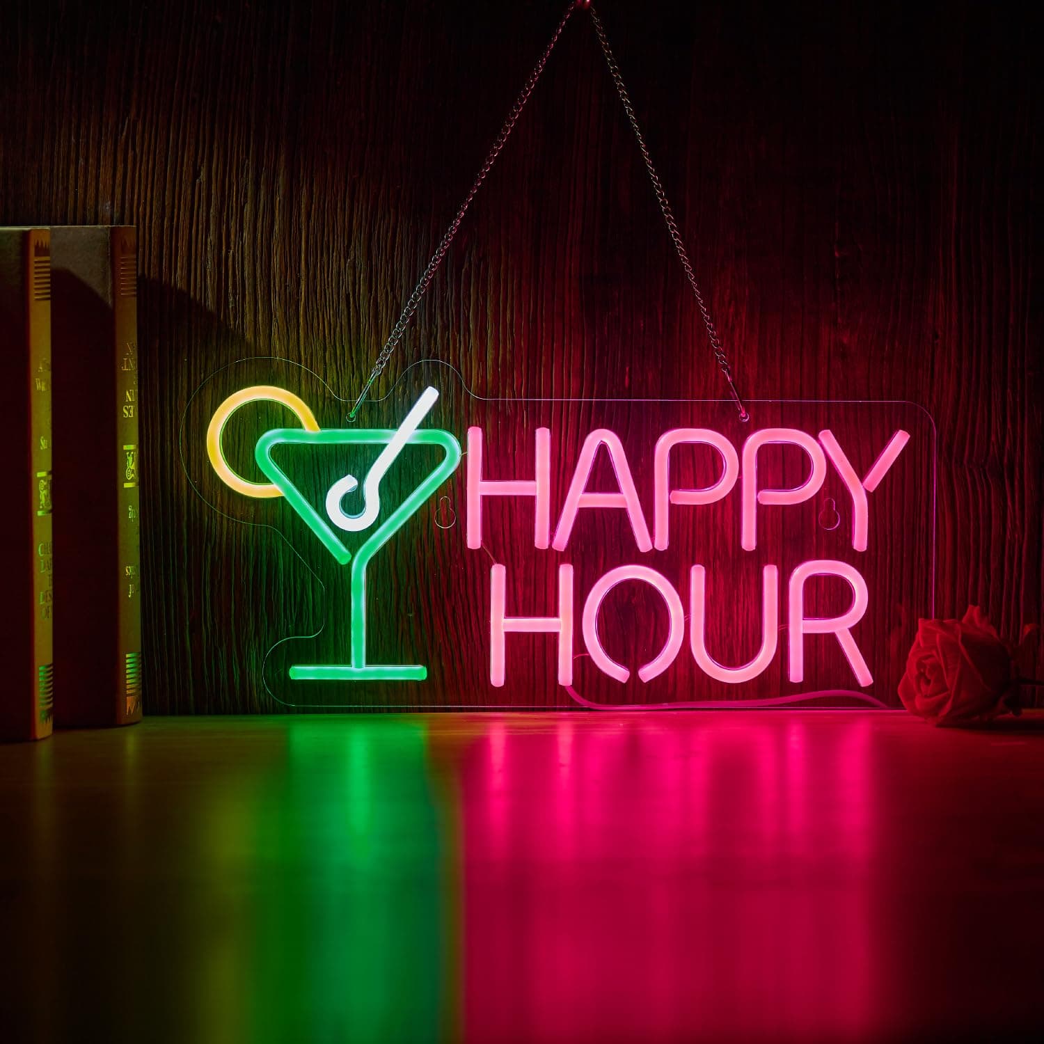 Happy Hour Bar Neon Sign for wall décor with Dimmable Switch Happy Hour LED Neon Signs Bedroom Beer Neon Light Sign Decor.