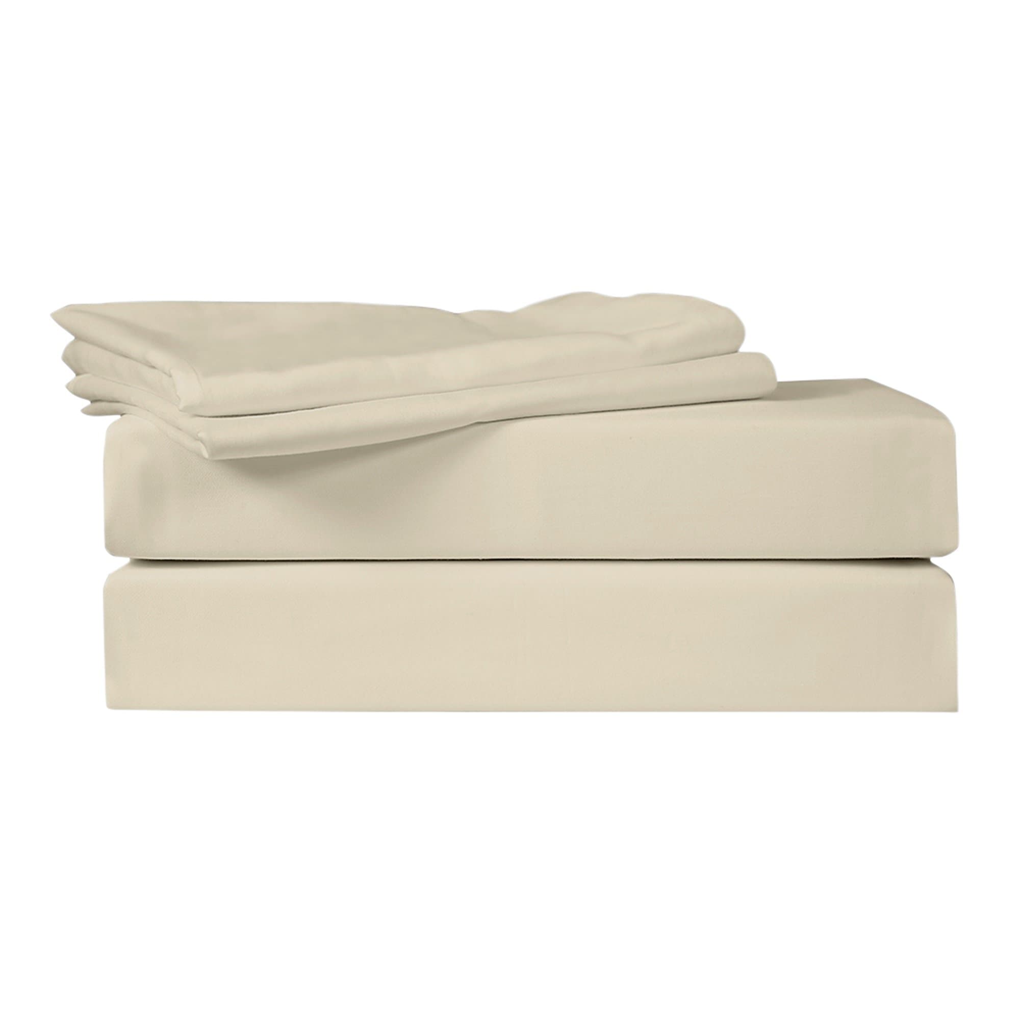 Just Linen 400 Thread Count 100% Egyptian Quality Cotton Sateen Solid, Ivory Color, King Size Bedding Sheet Set with Deep Pocketed Fitted Sheets