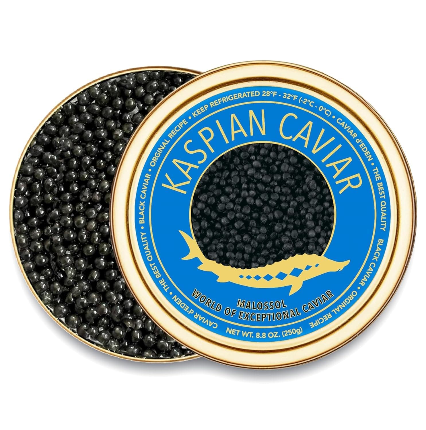 𝐁𝐄𝐒𝐓𝐒𝐄𝐋𝐋𝐄𝐑 - KASPIAN Collection - Premium Osetra Sturgeon Black Caviar - 3.5 oz / 100 g - Premium Classical Malossol Taste from Sturgeon Black Roe by Caviar d'Eden