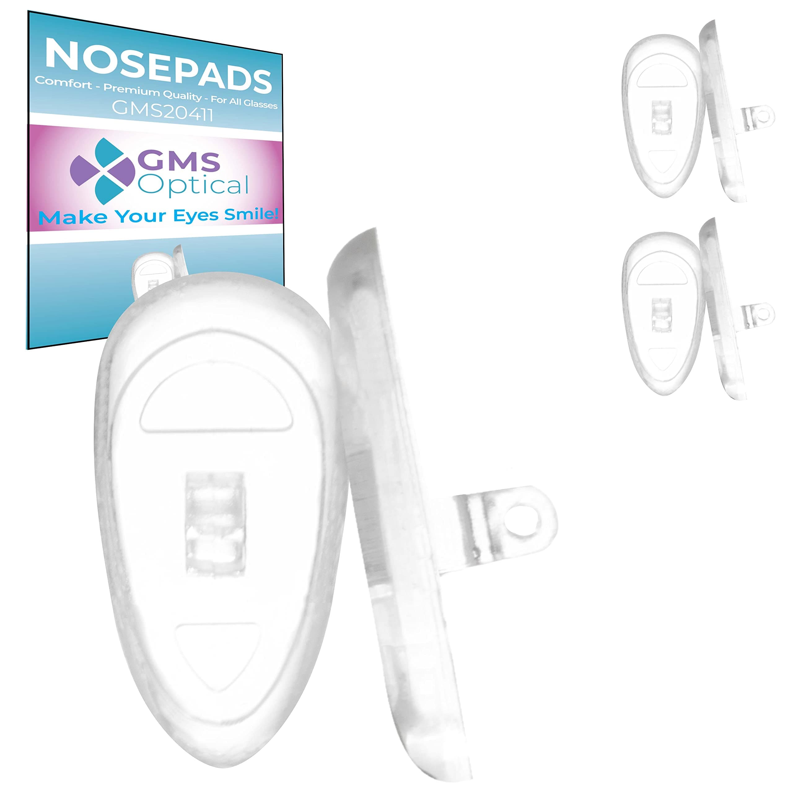 GMS Optical® Soft Screw-in Silicone Symmetrical Shape Eyeglass Nose Pads - 2 Pair (11mm)