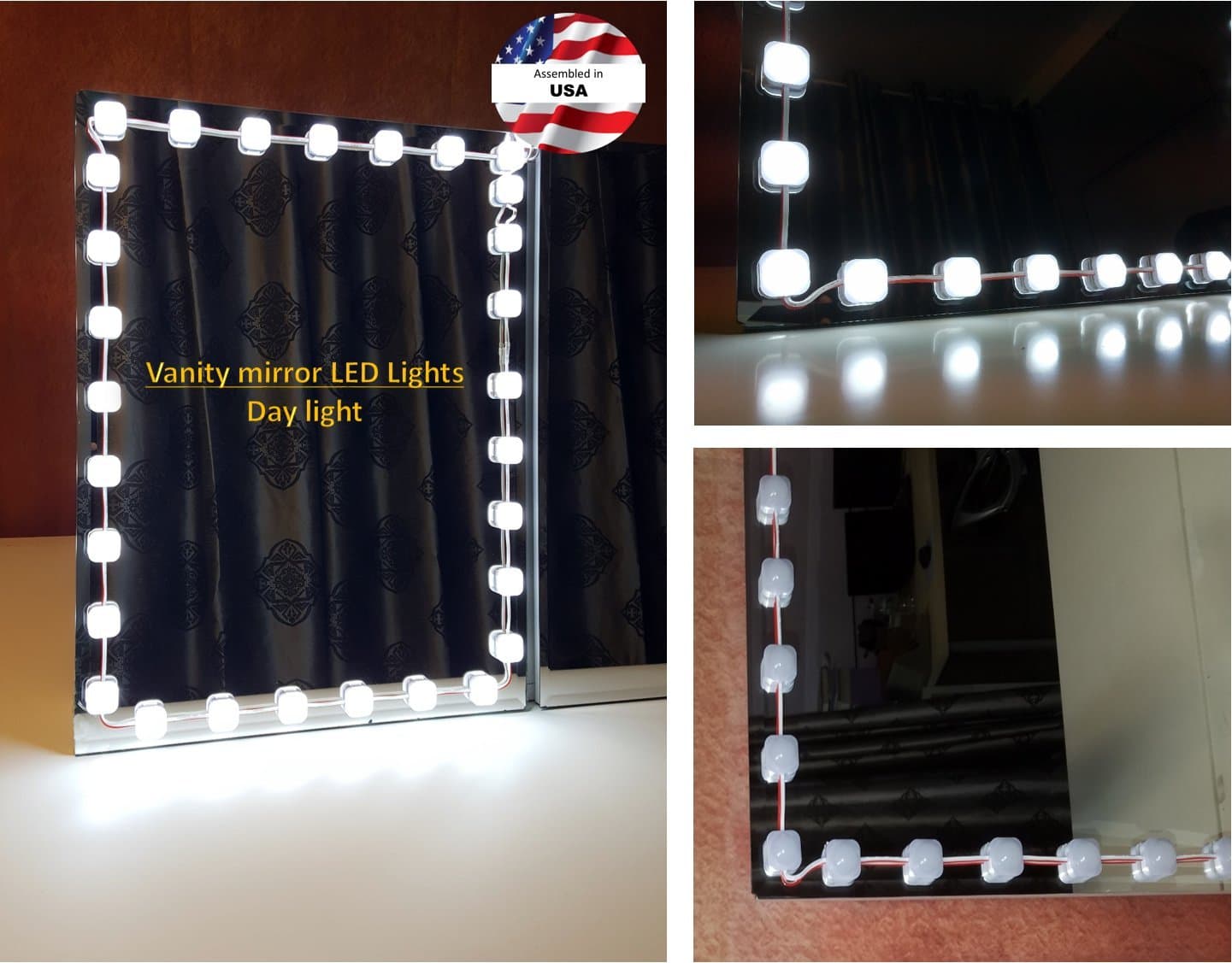 Hollywood Style Vanity Mirror Lights Makeup Mirror Lights Anti-Glare Luxurious LED Lights for Vanity Mirror w/Touch Dimmer Switch All in One Kit Set (Daylight White 7ft)