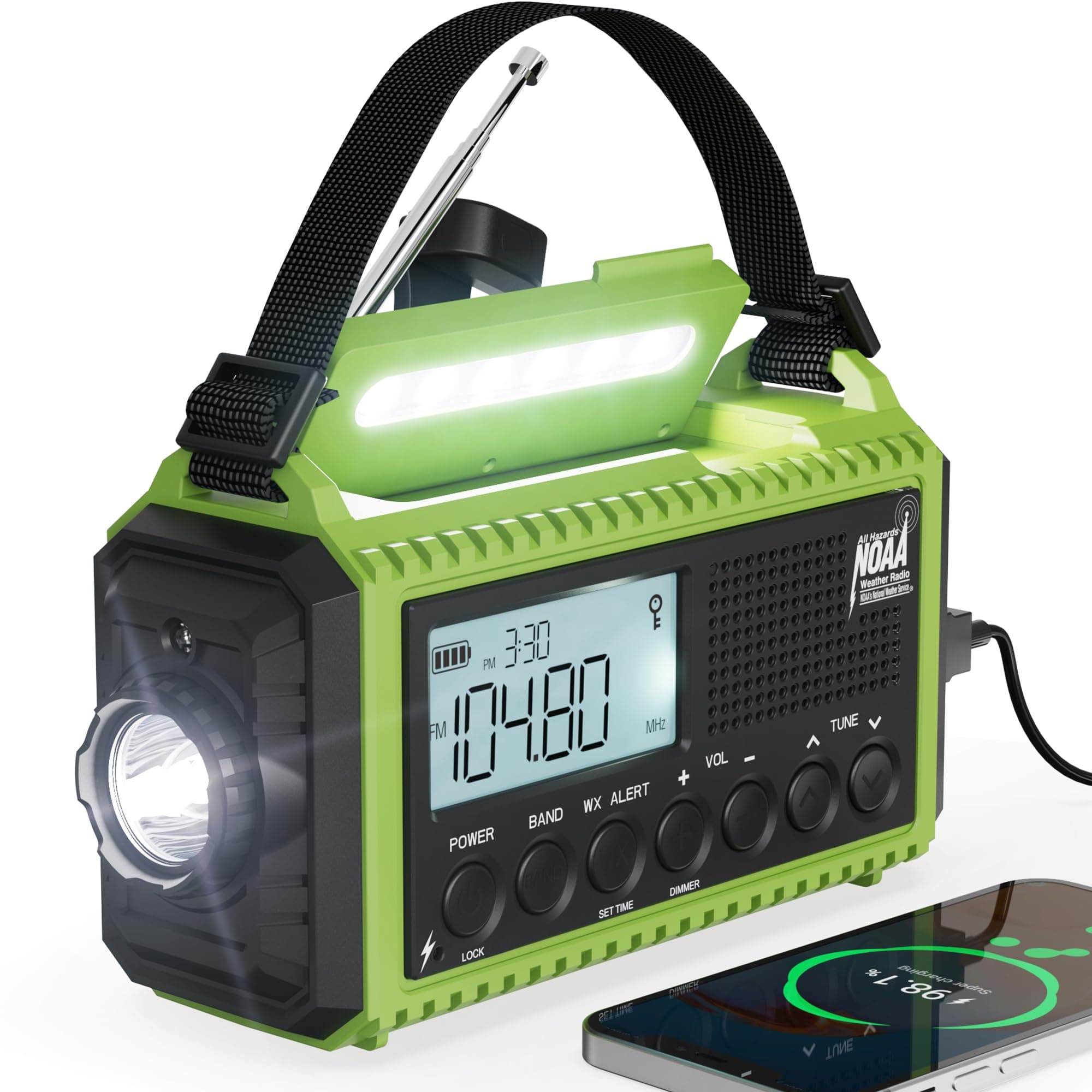 Emergency Radio,5000 NOAA Weather Radio with AM/FM/NOAA/SW,SOS Battery Operated Radio,5 Way Powered Emergency Hand Crank with USB Charger, Flashlight, Reading Lamp, Headphone Jack for Outdoor