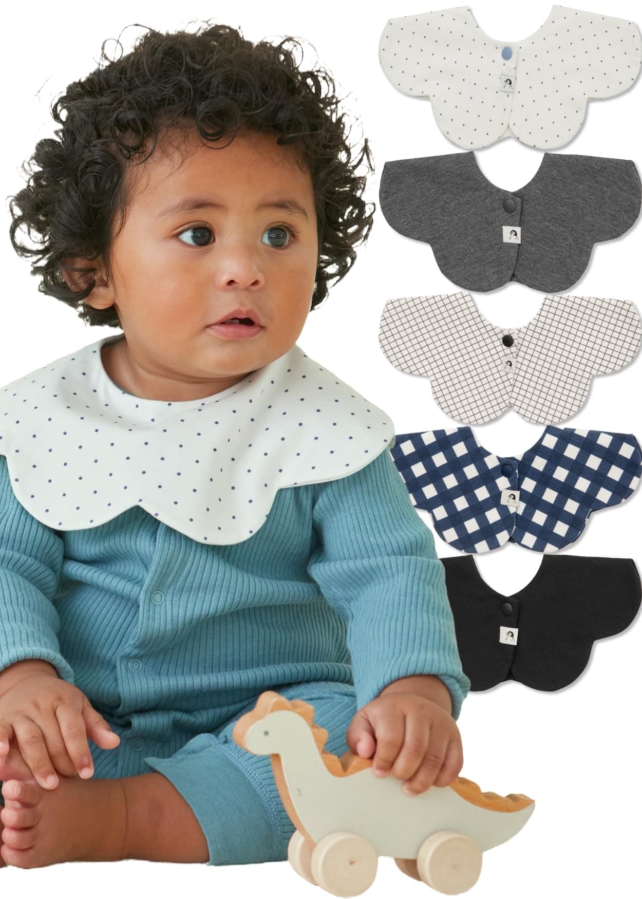 Konny Baby Bibs Set, 360 ​​° Rotate, Soft and Absorbent Bandana Drooling for Boys Girls baby Essentials