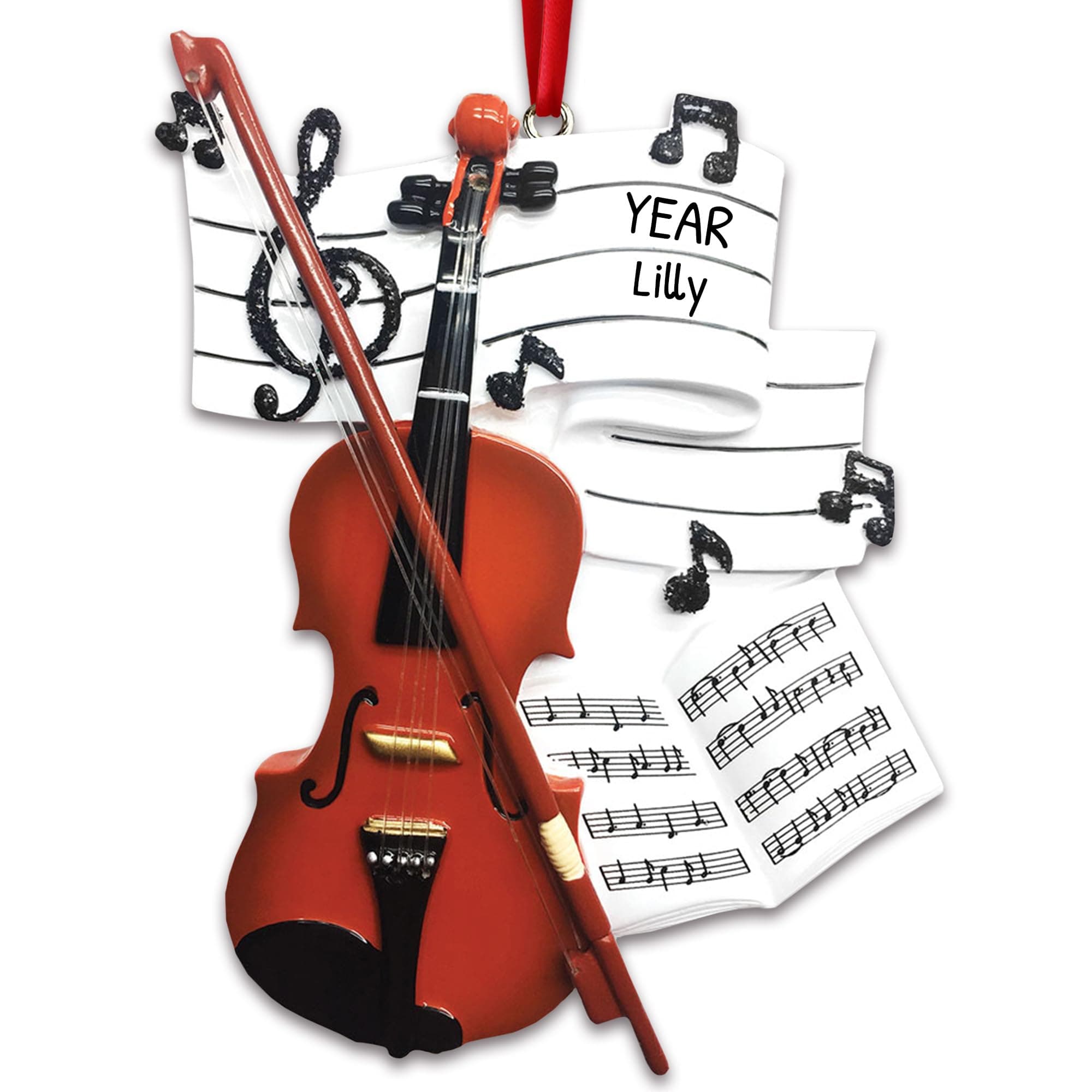 Personalized Violin Christmas Ornament - Violin Ornaments for Christmas Tree, Musical Instrument Ornaments, Music Recital Gifts, Music Teacher Gifts - Orchestra Violin - Free Customization