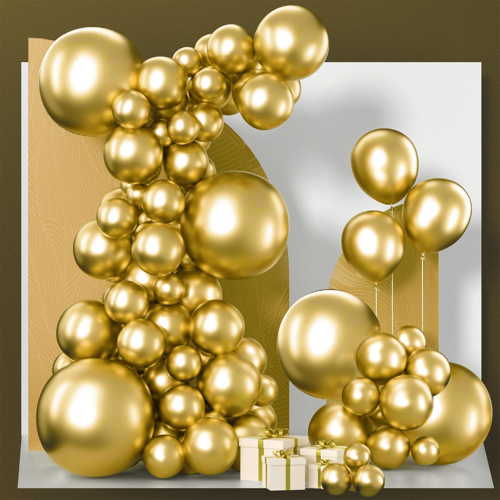 PartyWoo Gold Balloons 140pcs Different Sizes of 18 12 10 5 Inch Gold Balloon Arch Kit Garland for Birthday Wedding Anniversary Baby Shower Graduation Retirement Casino Party Decorations Gold-G101