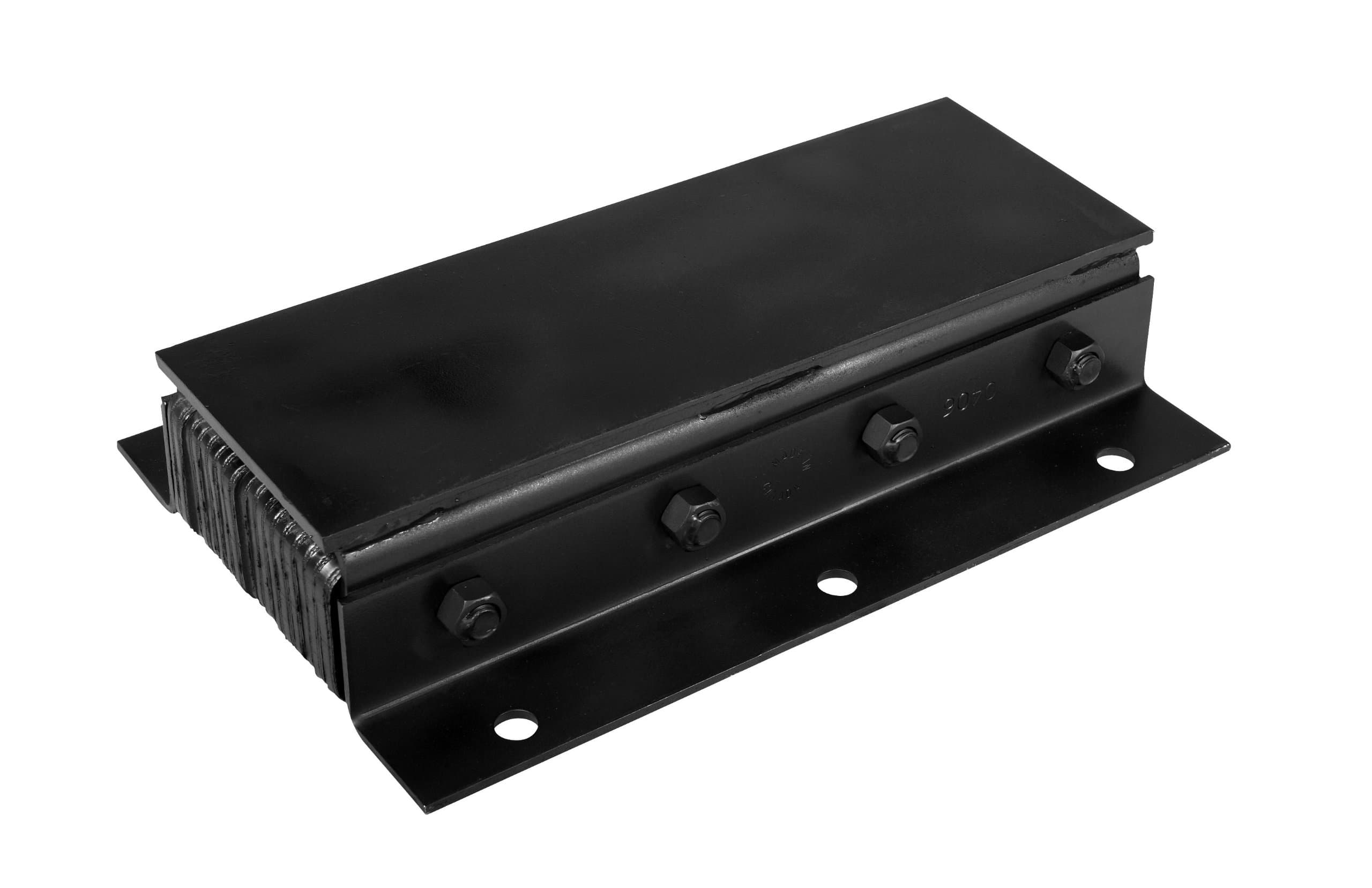 IRONguard Steel Faced Rubber Dock Bumper, Rectangular, Laminated, Vertical Mount, 6 Holes, 20" Length, 11" Width, 4" Depth