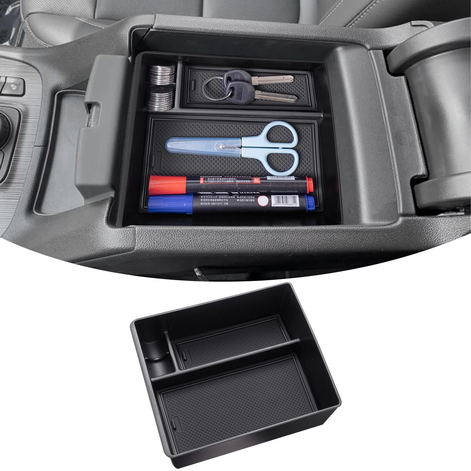 JDMCAR Center Console Organizer Tray Compatible with 2017-2022 2023 Acadia SL SLE SLT Denali AT4 Armrest Insert ABS Material Tray Secondary Storage Box