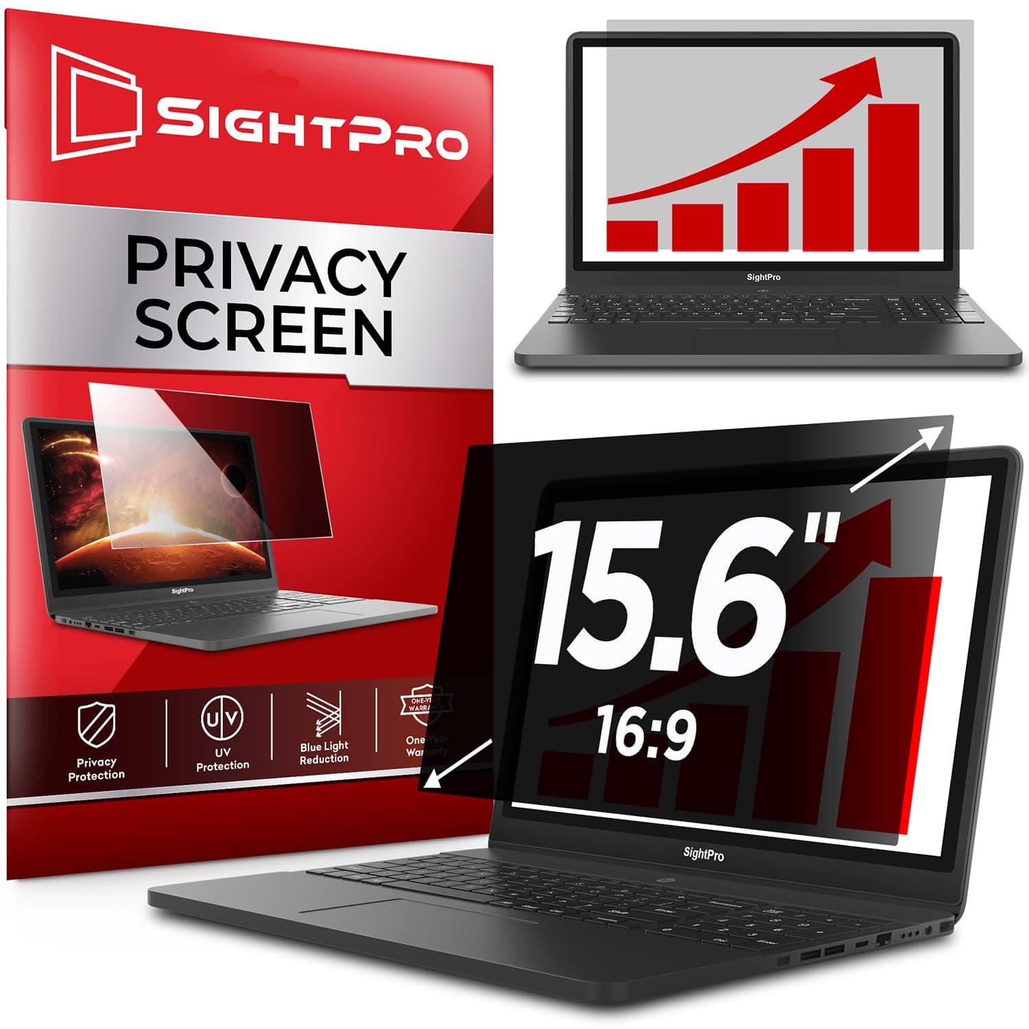 SightPro 15.6 Inch Laptop Privacy Screen Filter for 16:9 Widescreen Display - Computer Monitor Privacy and Anti-Glare Protector