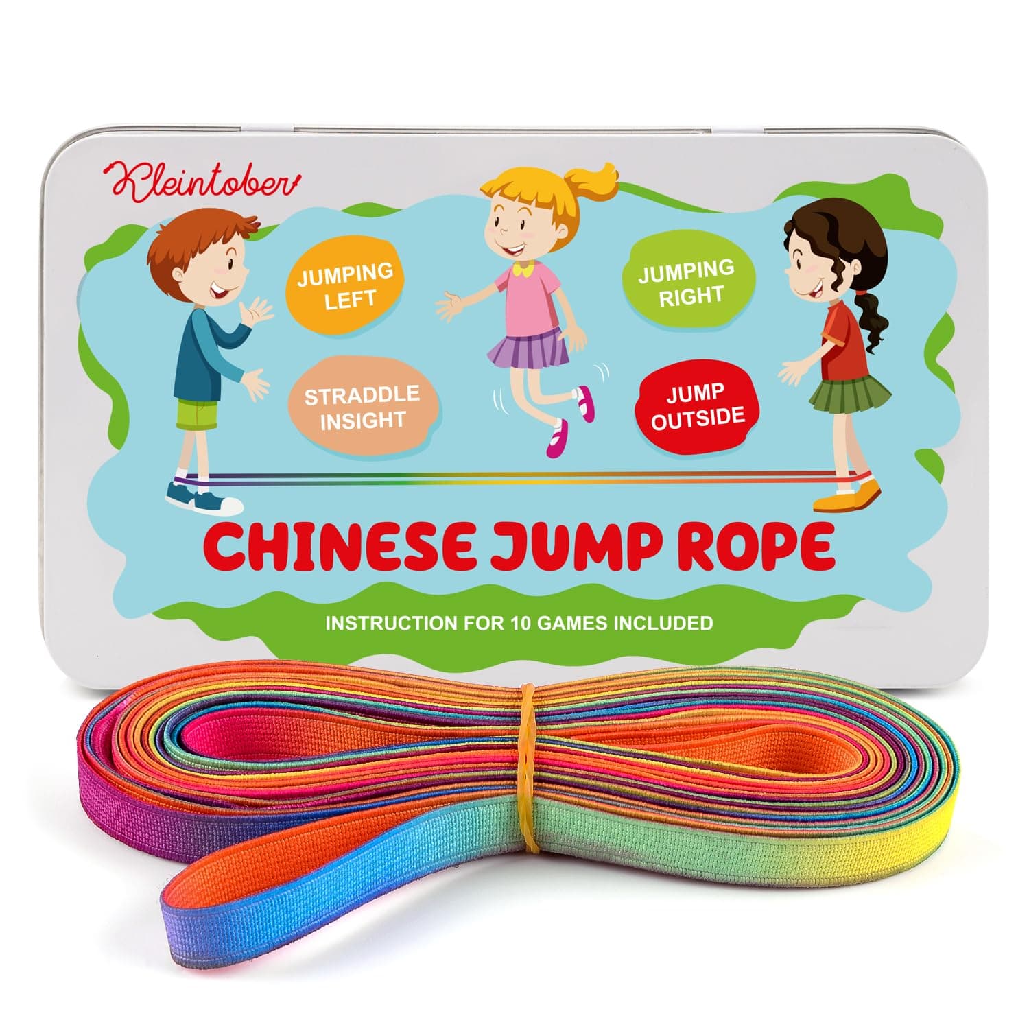 KLEINTOBER I Gummitwist I Rubber Jumping I Twister I Indoor and Outdoor Toys I Chinese Rope I with Instructions for Games I for Girls & Boys, Perfect as Gifts