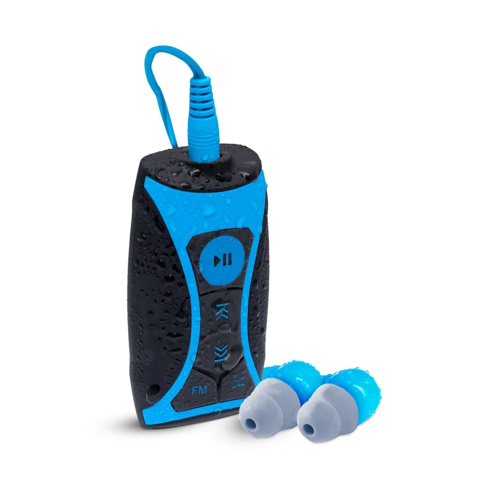 Waterfi 8GB Waterproof MP3 Player and FM Radio Swim Kit with Waterproof Short Cord Headphones - NEW VERSION plays iTunes Files (AAC, M4A)