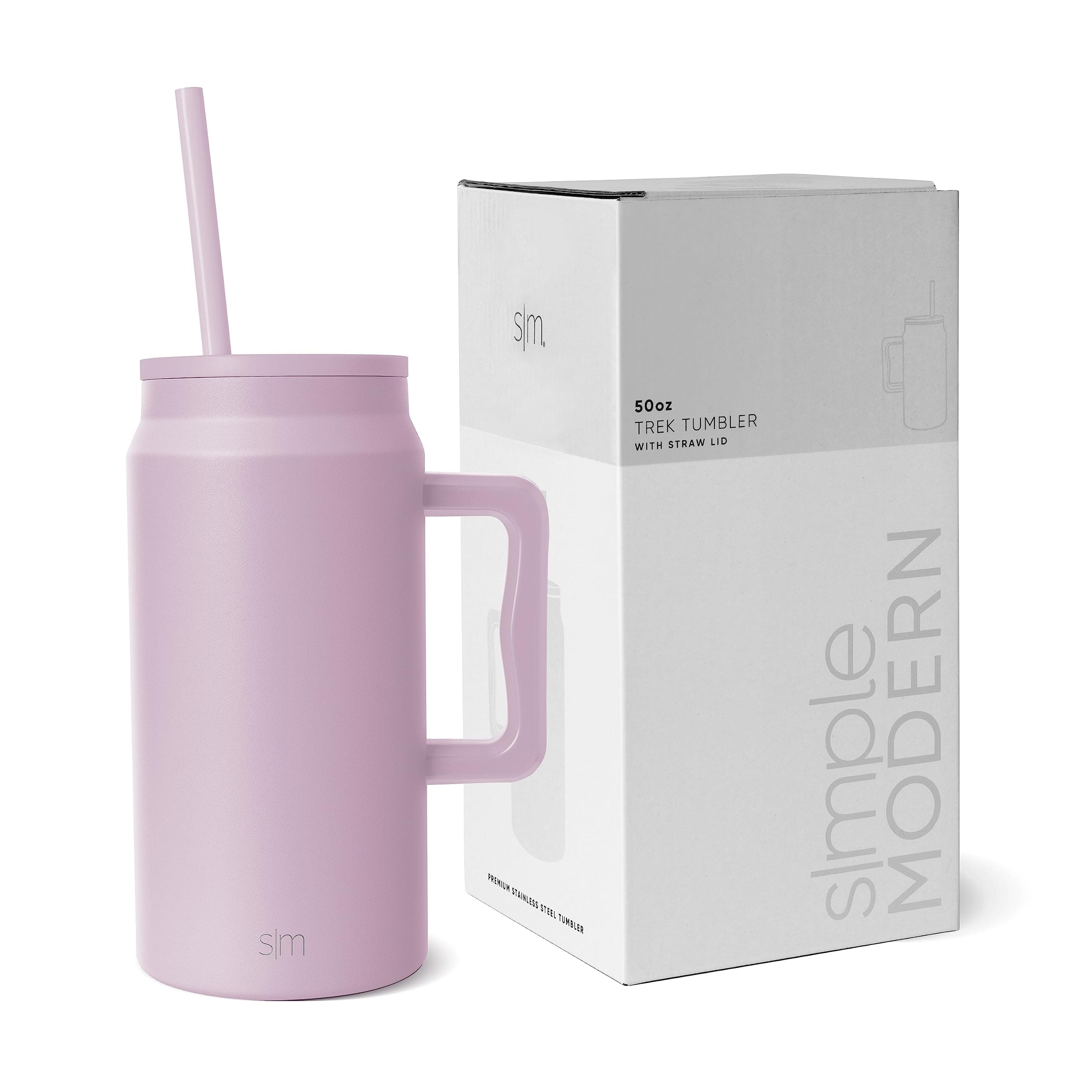Simple Modern Tumbler with Handle and Straw | Insulated Stainless Steel Large Water Jug | Gifts for Women & Men | Trek Collection | 1480ml | Lavender Mist