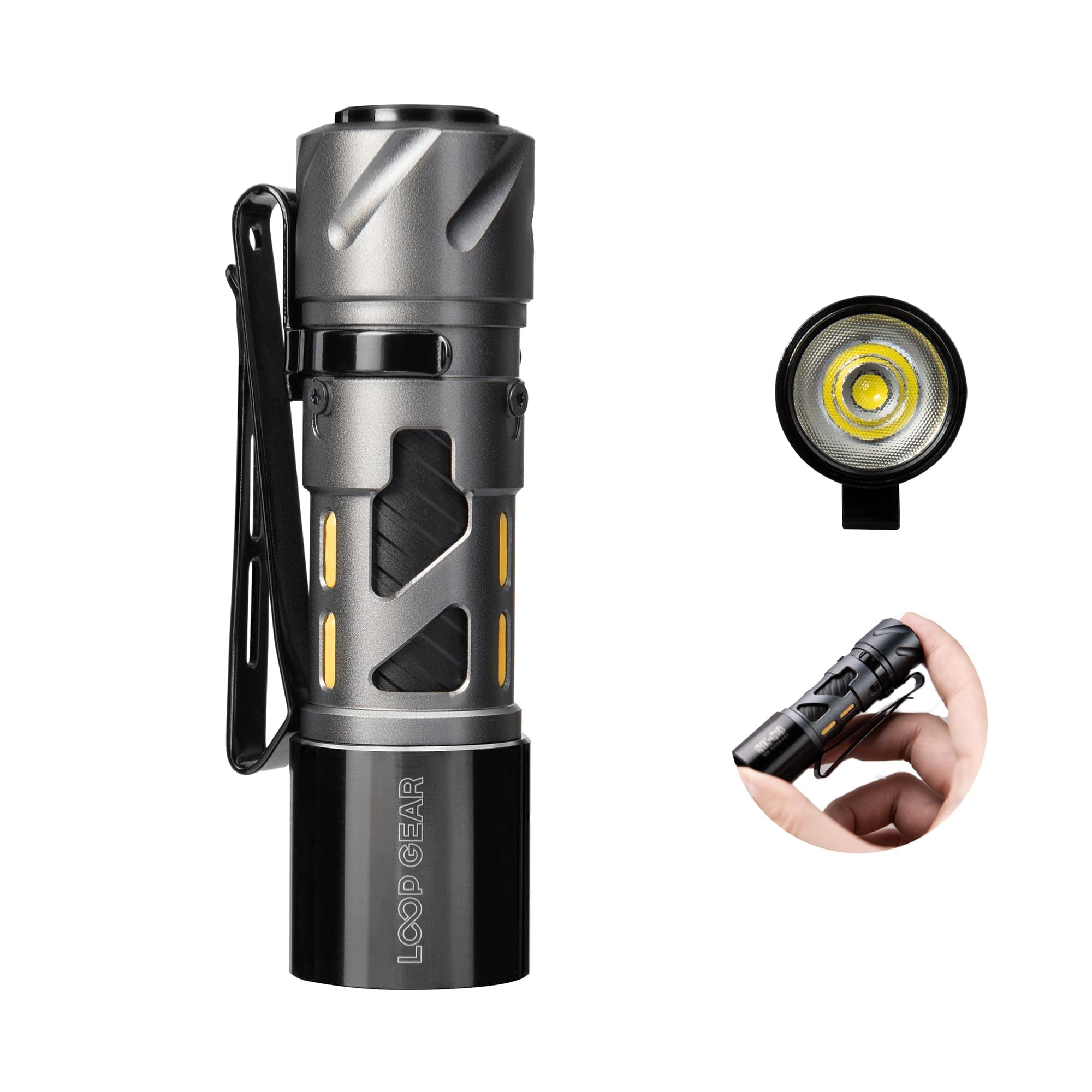 SK03 1000LM EDC Flashlight, AA/USB-C with 6 Modes & 4 Detachable Color Filters (White/Yellow/Red/Blue), Compact Bright Light for Camping, Hiking, Emergency, Power Outages