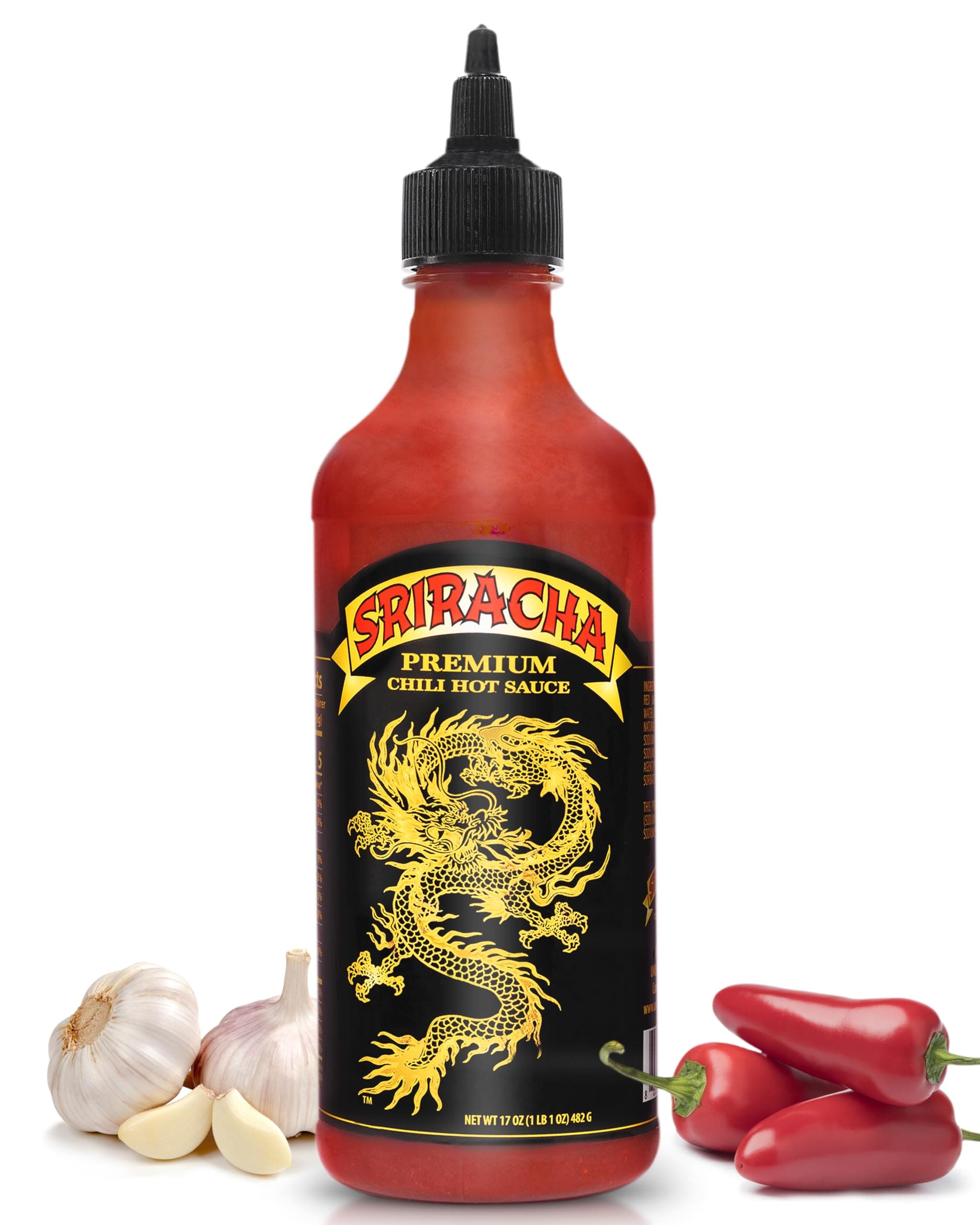Underwood Ranches Limited Edition Dragon Sriracha Sauce - Hot Sauce, Perfect for Spicing Up Any Dish! - Made from Red Jalapeno Peppers That Started the Sriracha Movement, 17 oz - 1 Pack