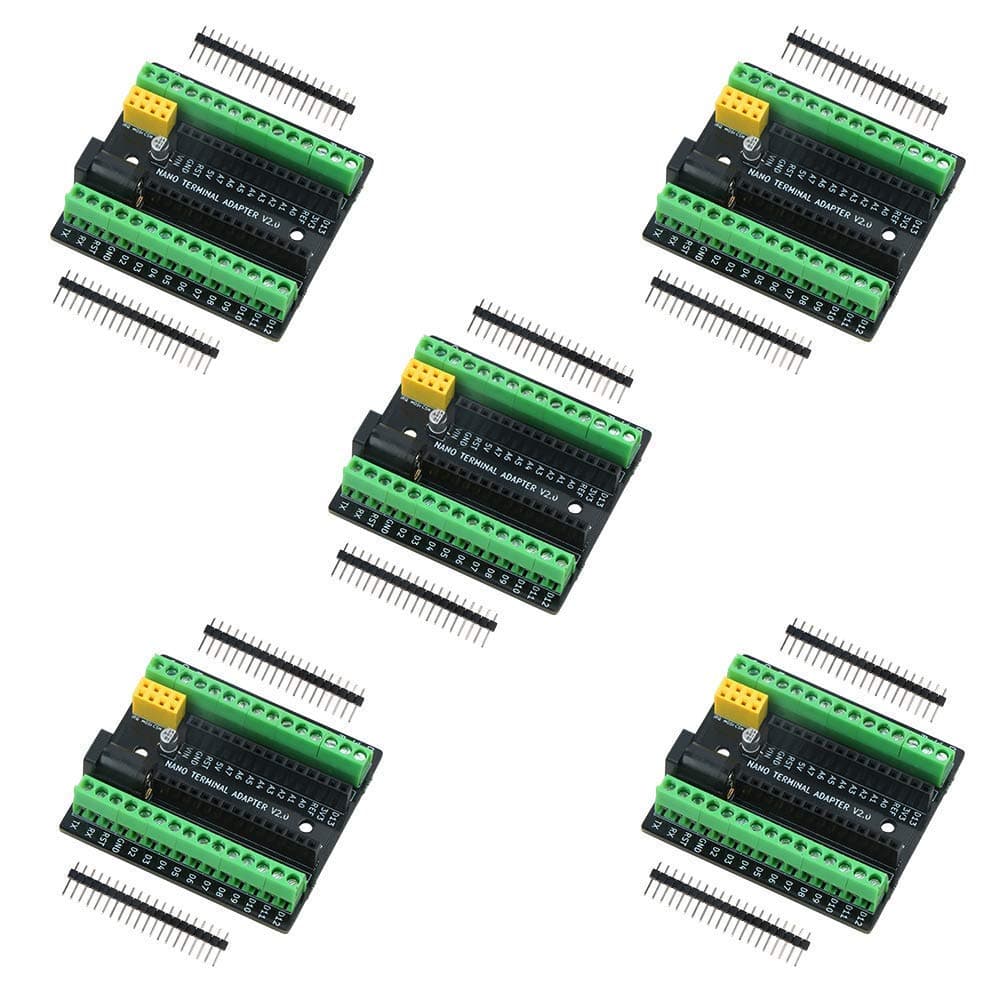 Terminal Expansion Adapter Board Compatible with Arduino Nano V3.0 AVR ATMEGA328P with NRF2401+ Expansion Interface, DC Power Supply Interface (5PCS)