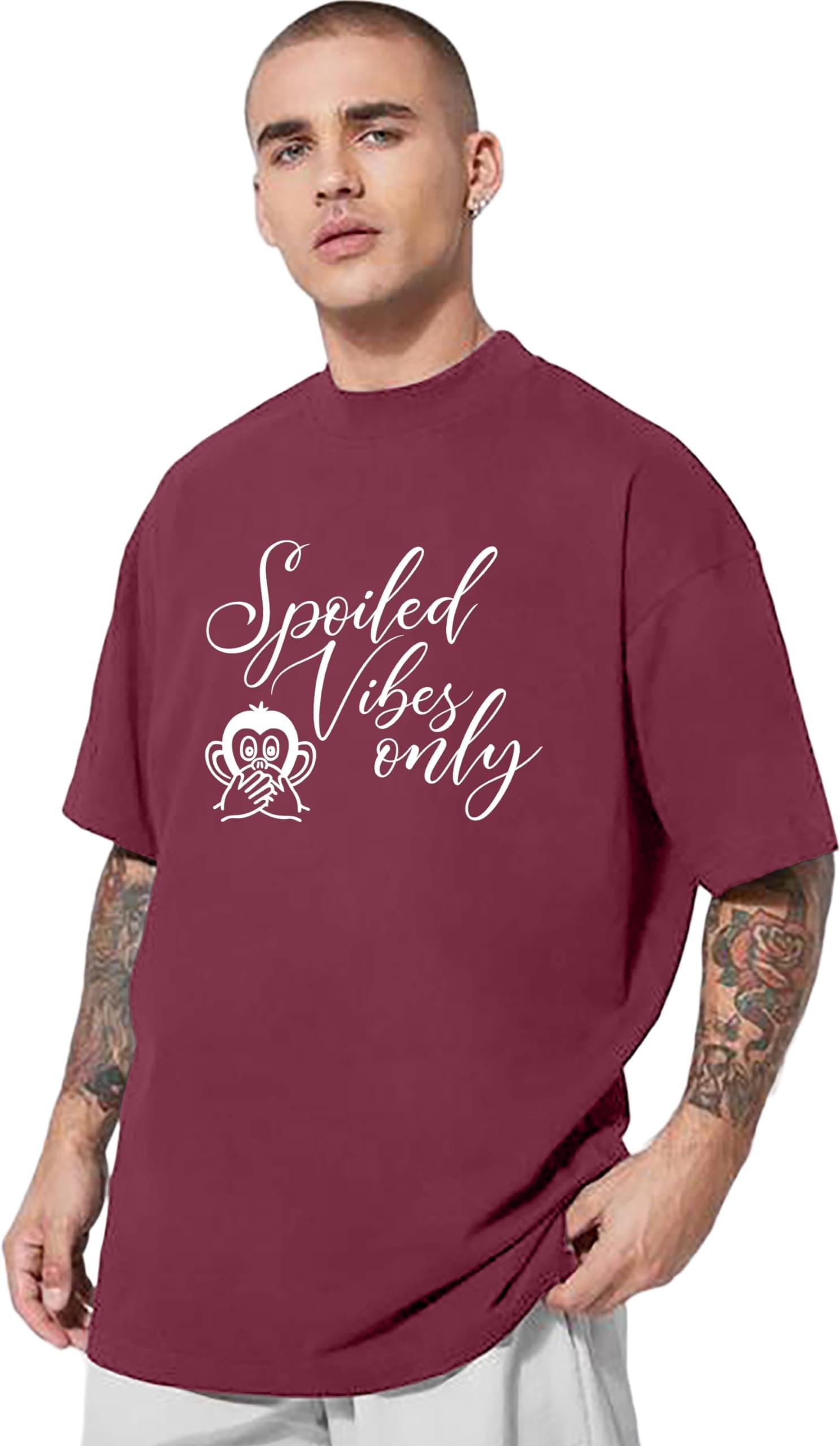 London HillsOversized t Shirts for Men Loose fit t Shirt Drop Shoulder Tshirt Printed Cotton Blend Half Sleeve Tshirt