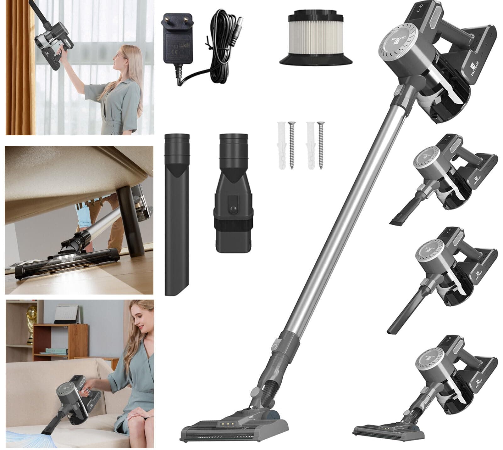 Lucn Cordless Vacuum Cleaner 2 in 1 Handheld Stick 50Kpa Suction For Pet Carpet Car with 22000Pa Suction, 2.0Ah Battery Max 35Mins Runtime for Home Pet Hair Carpet Hard Floor