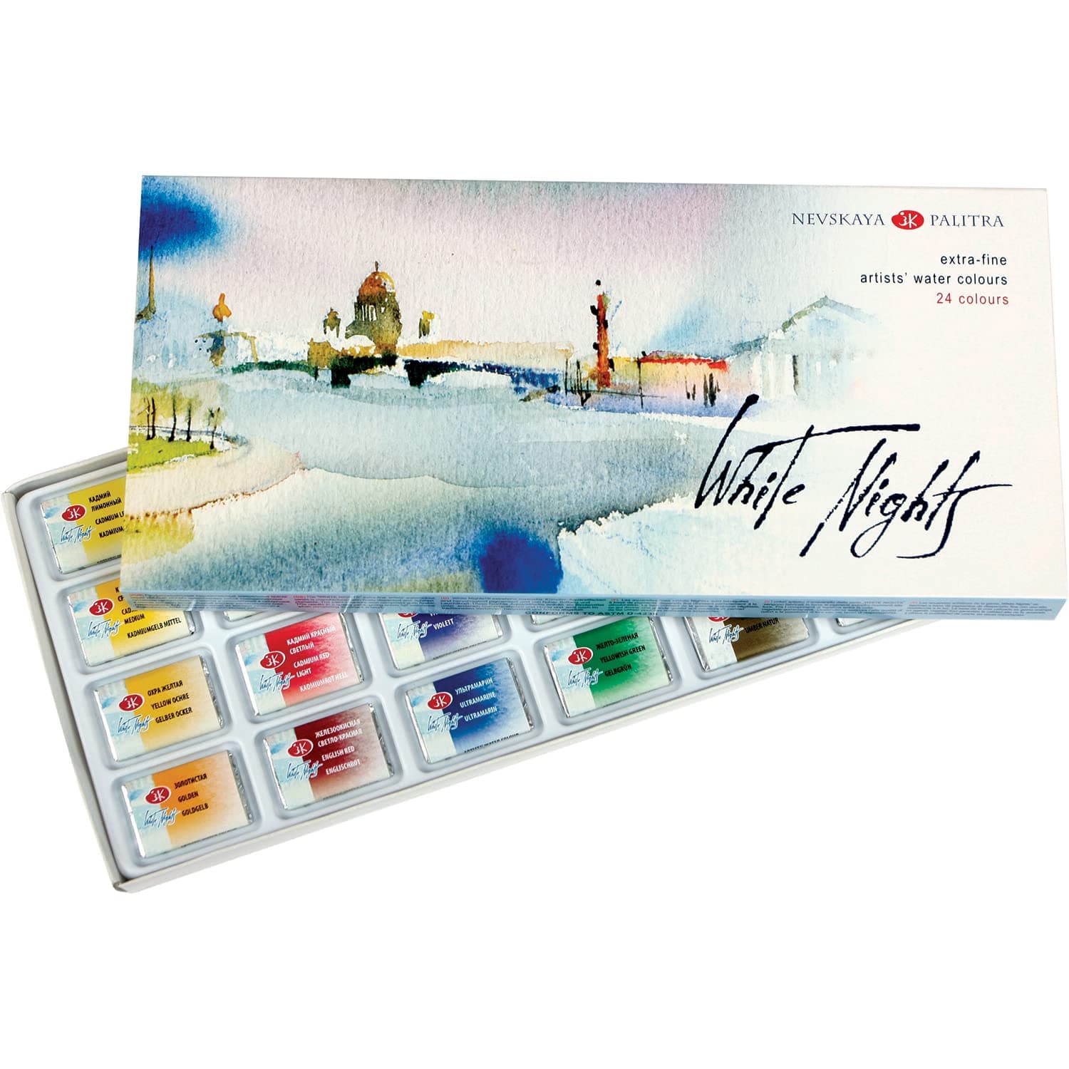 White Nights24 PROFESSIONAL Watercolours Paint Set Russian Nevskaya Palitra