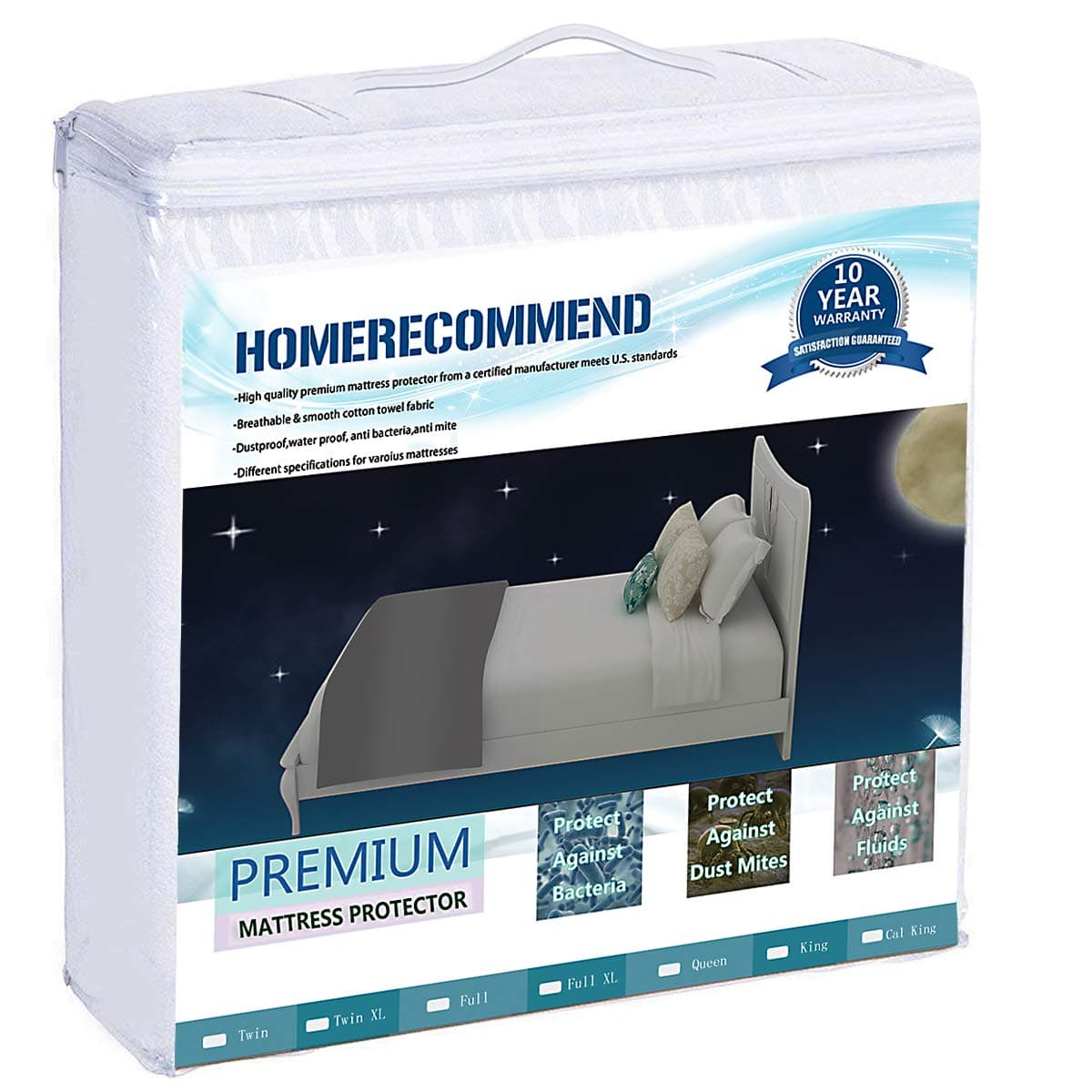 Mattress Protector Fitted Sheet 100% Waterproof Breathable Bed Topper Pad Terry Cloth Cotton Cover Shield Lab Test Allergy Anti-Mite Vinyl-Free, Queen