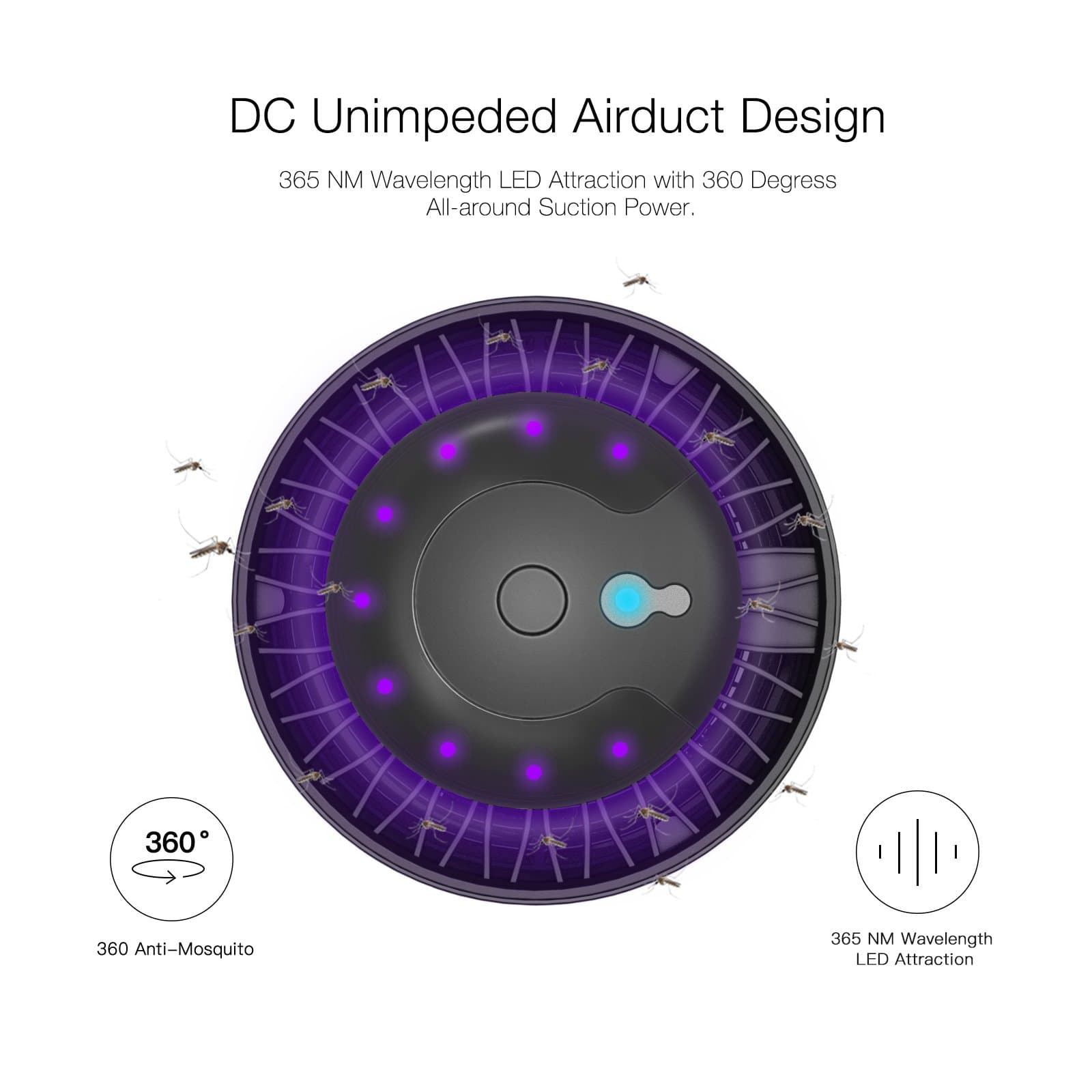 Smart Mosquito Killer, Non-Toxic Indoor LED Mosquito Trap Insect Inhaler Lamp, Remote Control and Timer with Smartphone, Compatible with Alexa, Google Home (Black)