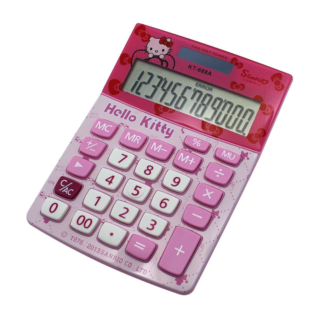 Civetta Super Cute Desktop Calculator 12 Digits Large Plastic Buttons Dual Power Solar Electronic Calculator (Pink)