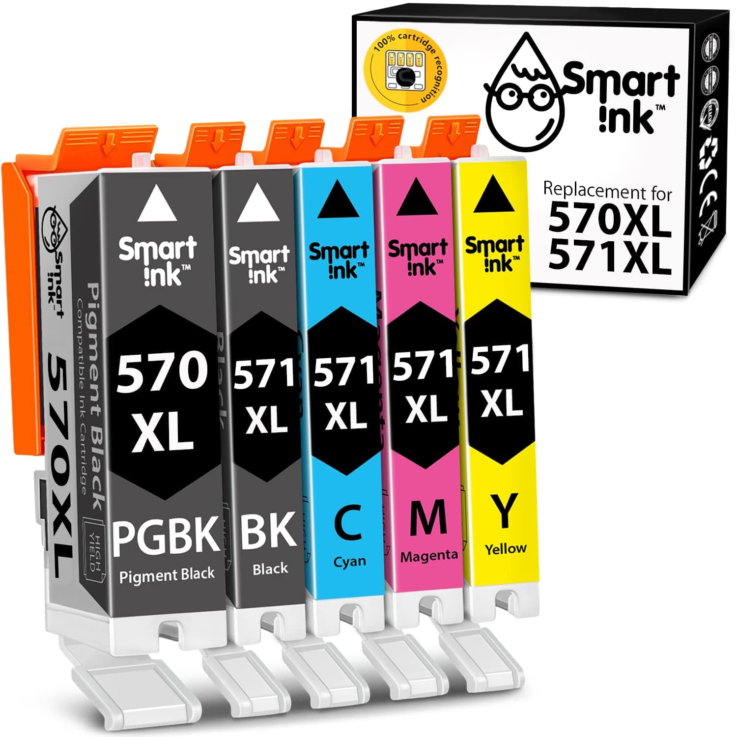 Smart Ink Compatible Ink Cartridge Replacement for Canon 570 571 XL PGI 570 XL CLI 571 XL 5 Multipack (PGBK & BK/C/M/Y) for Pixma MG5750 MG6853 5751 5753 TS6052 6850 6851 6852 TS5050 5051 TS5053 6050