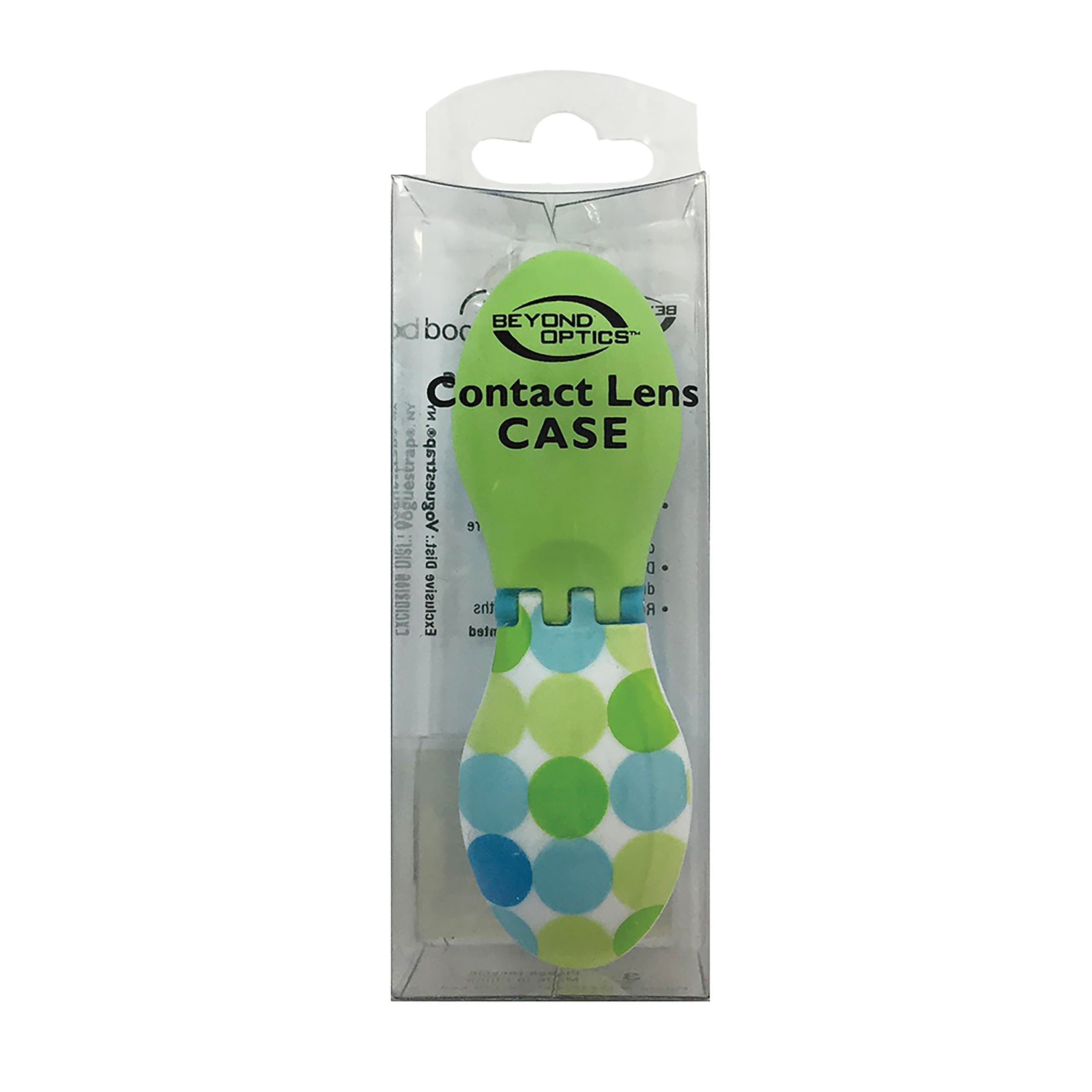 Beyond Optics Blue And Green Circle Pattern Contact Lens case Holder Travel Edition Bright Colored Case Letters Marked R and L Individually packed