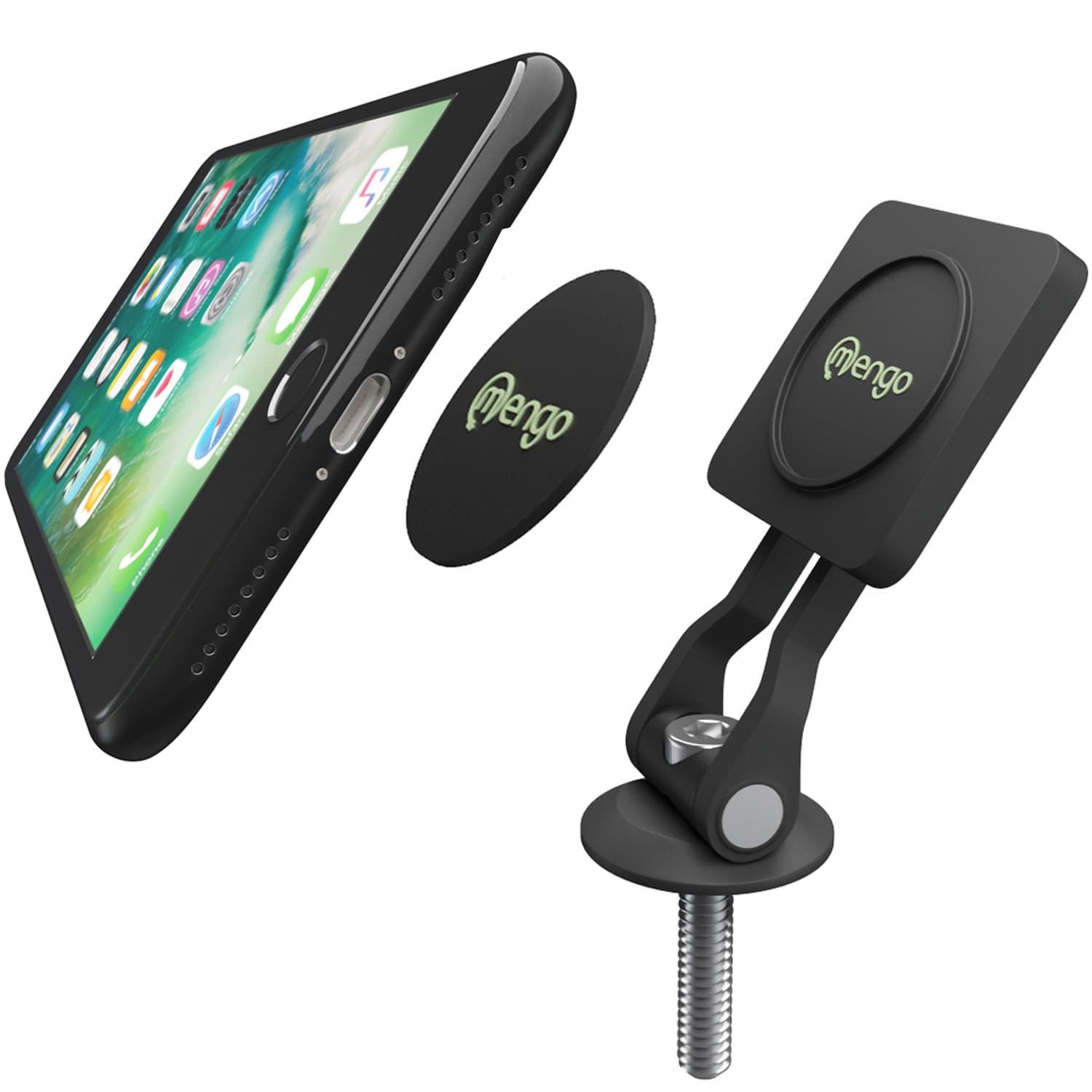 Mengo Bike Phone Mount, Universal Magnetic Bike Phone Holder Mount for iPhone Samsung, HTC, LG, Holds Up to 2 LB – Black