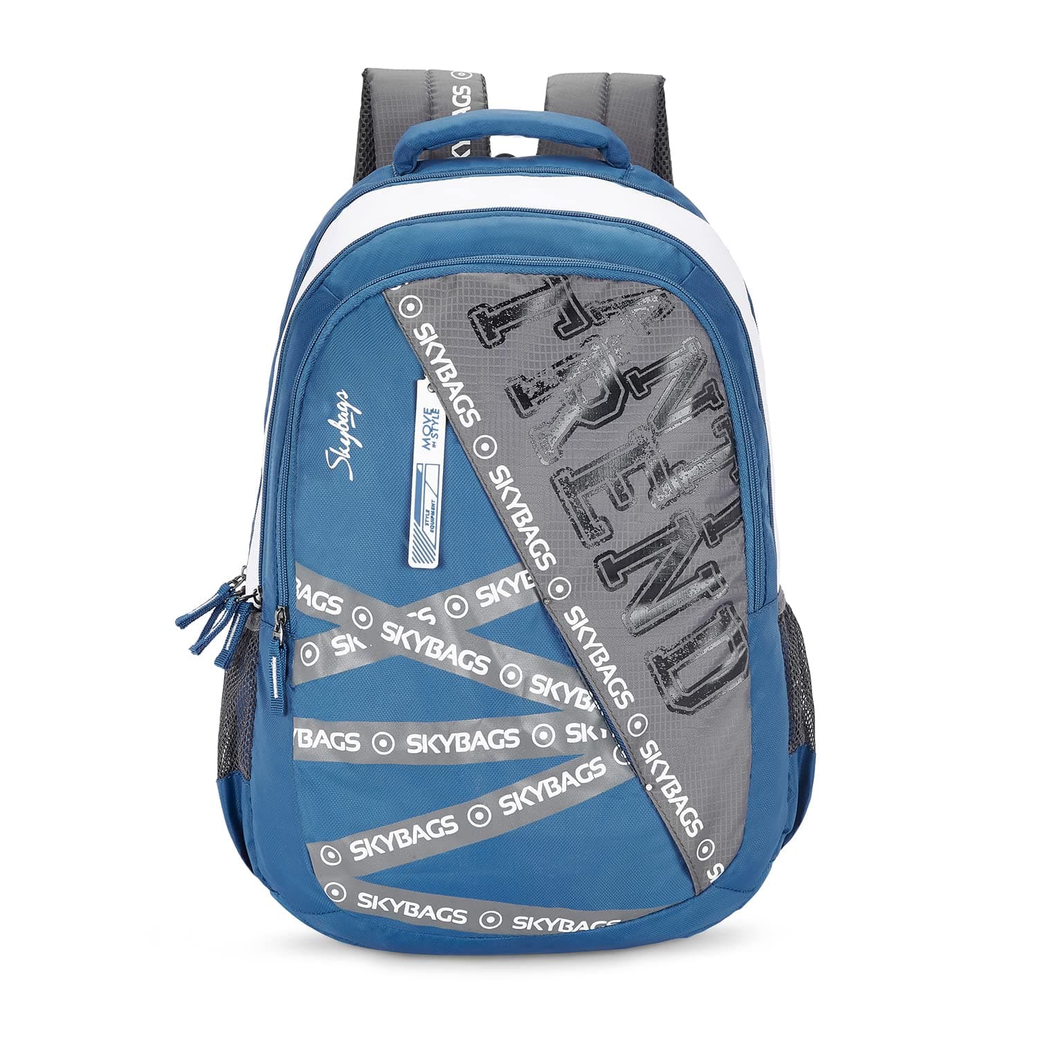 Skybags Riddle Blue Grey 46 Cms Casual Backpack with Raincover, BLUE GREY, One Size, Asian