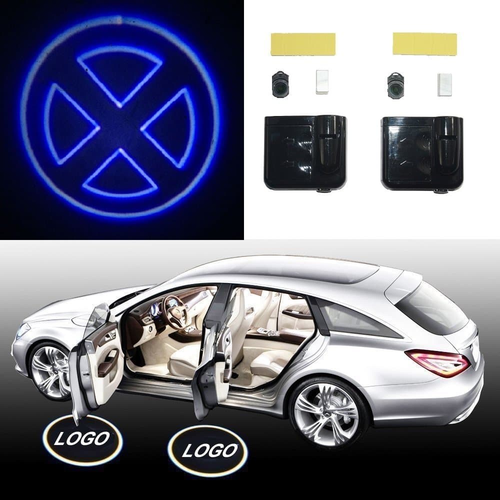 YeaFly - 2x Xmen Wireless Drill Free Easy Install Car Door LED Projector Courtesy Welcome Logo Ghost Shadow Light Magnet Sensor (X-Men)