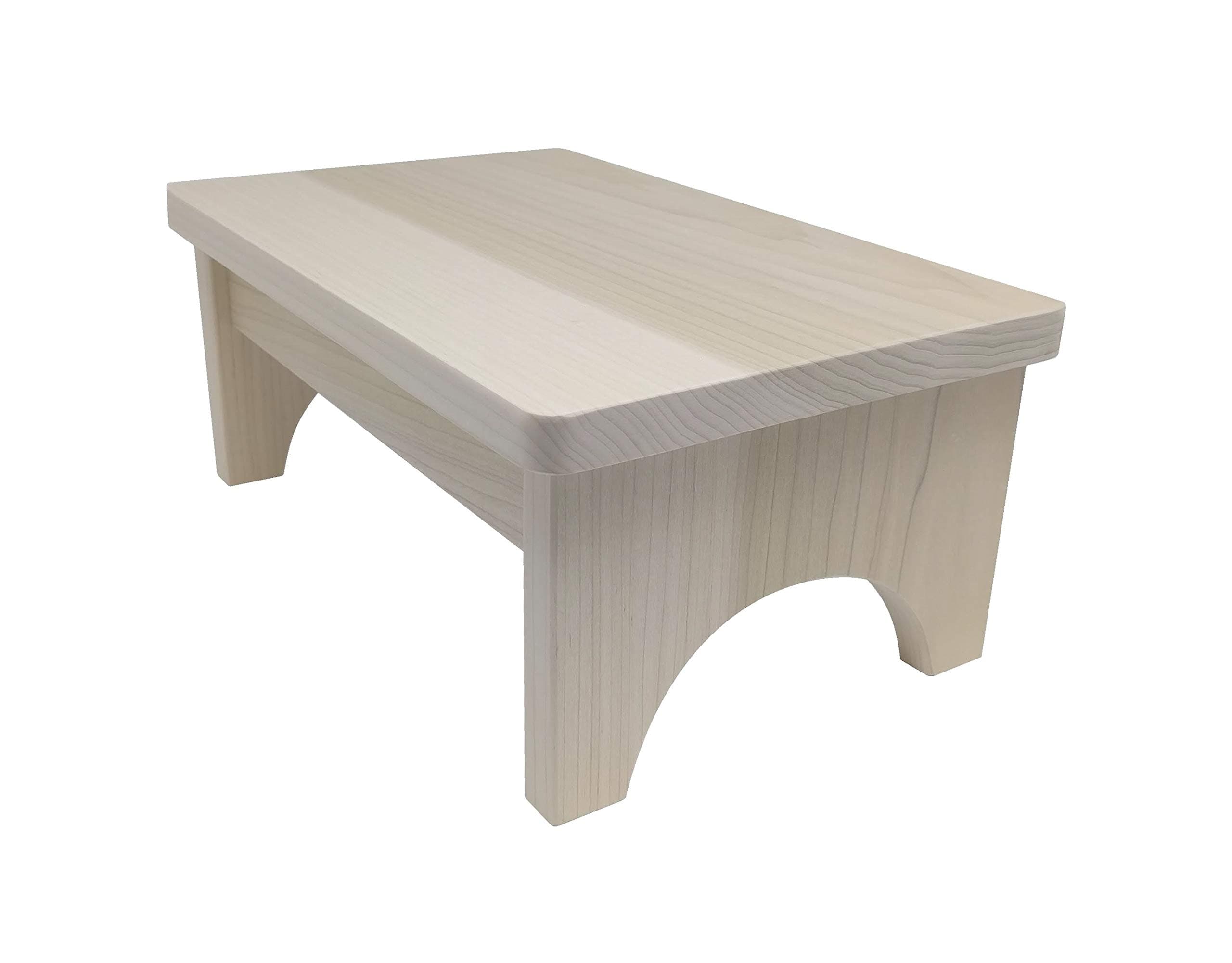 6 Inch Wooden Foot Stool - Unfinished - Hidden Wood Dowels (No Screws, Staples or Nails)