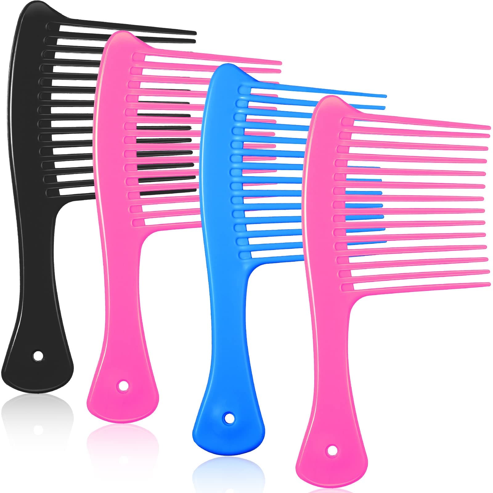 4 Pieces Wide Tooth Combs, Hair Detangling Jumbo Rake Comb for Thick Long Curly Hair, Mixed Colors