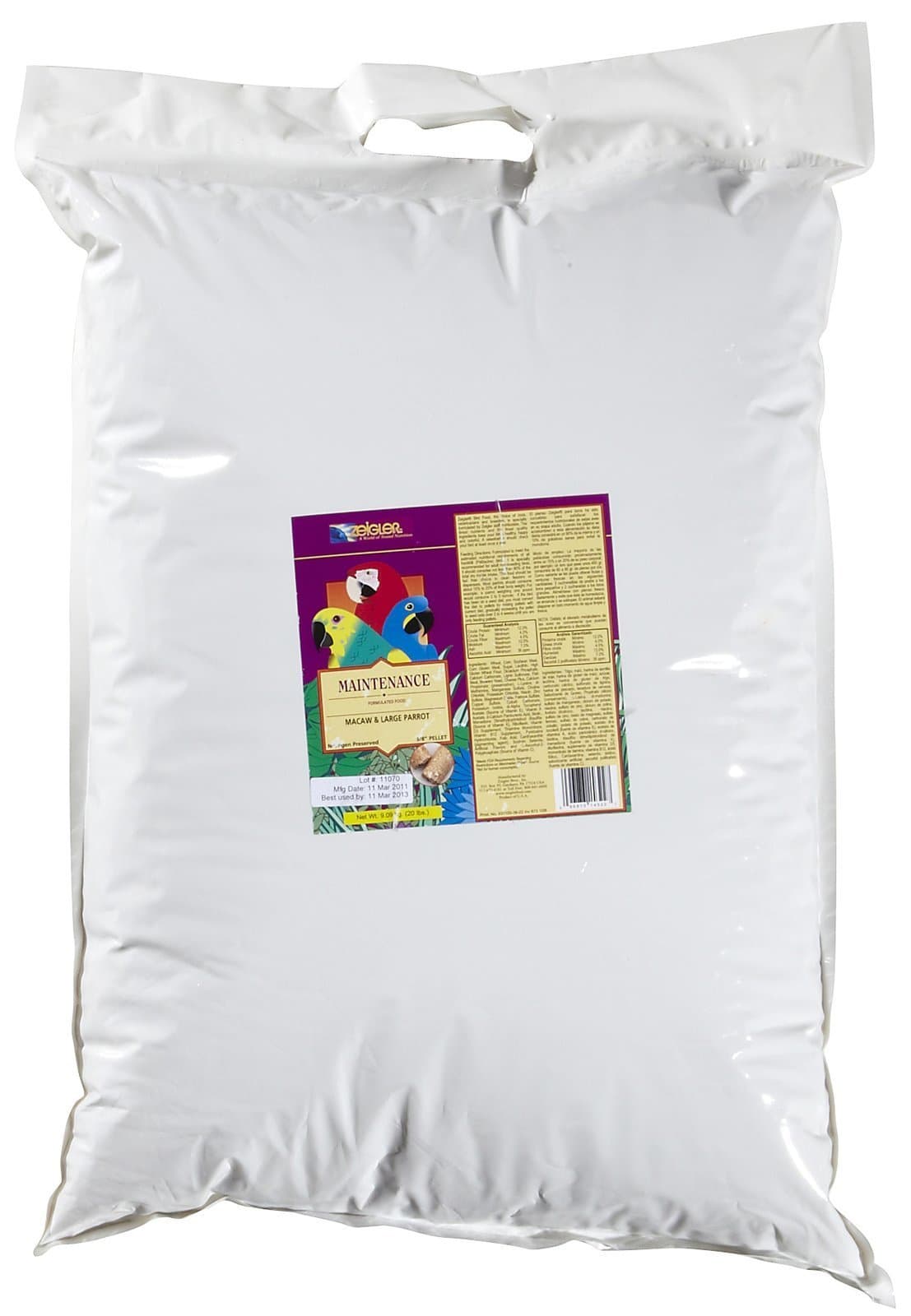 Zeigler Maintenance - Macaw & Large Parrot - 3/8" Pellet- 20 lbs