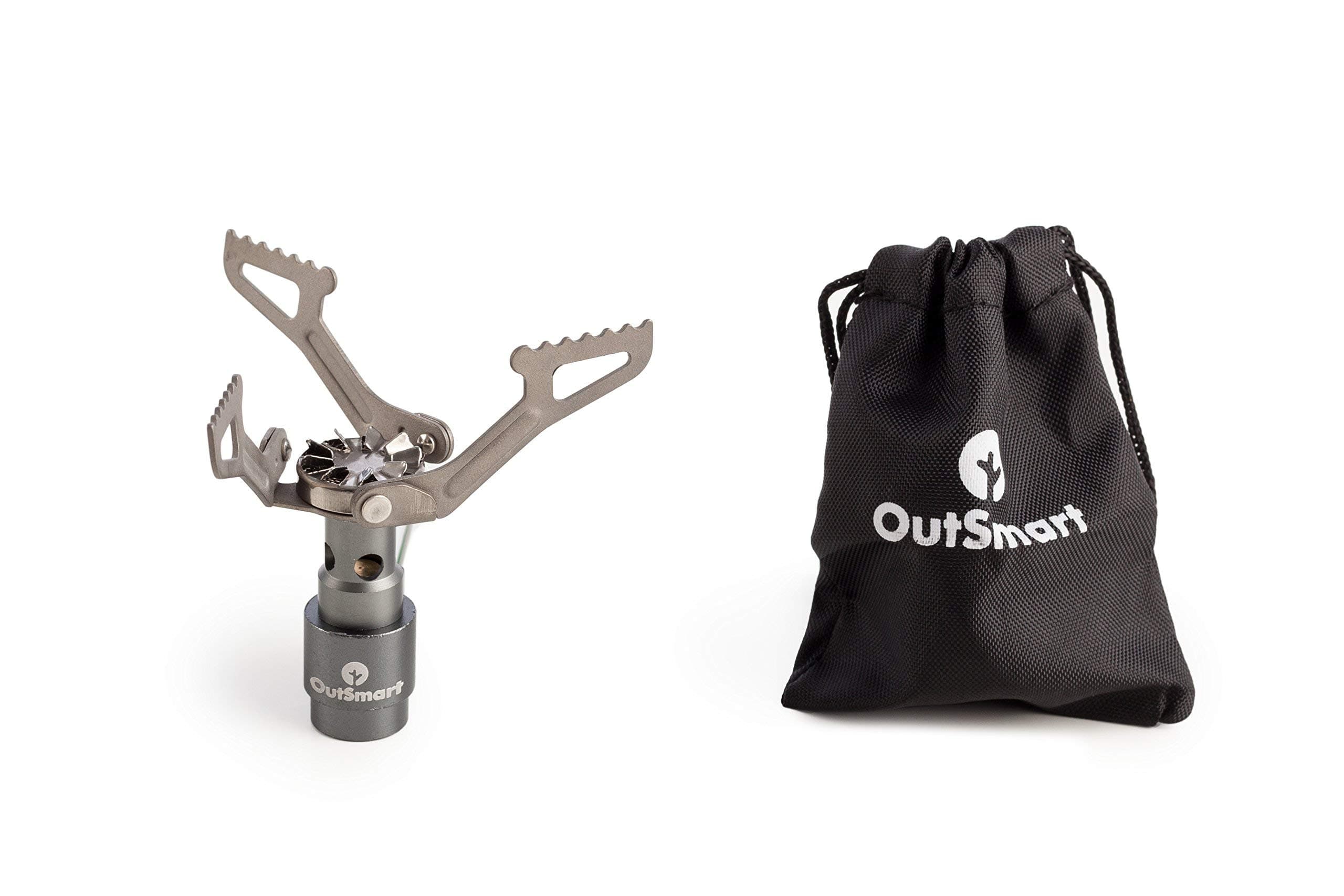 OutSmart Ultralight Titanium Gas Stove | Single Burner Portable Stove for Backpacking, Outdoor Camping and Hiking | Because a House while Traveling Doesn't Come with a Travel Stove