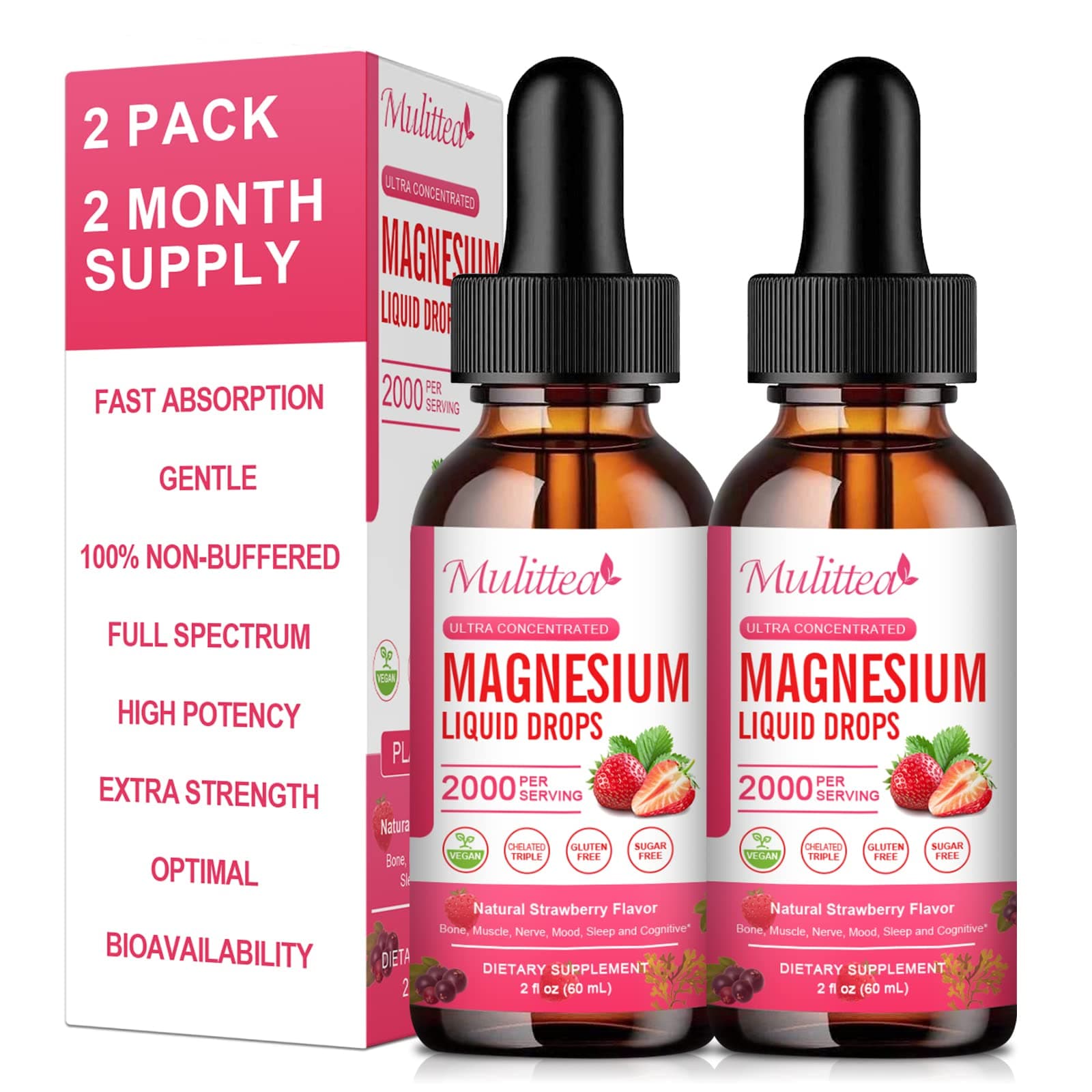 Magnesium Glycinate Liquid, High Potency Magnesium Glycinate, Citrate, Sugar Free Vegan Non-GMO Complex Supplement Promotes Nerv,Relaxation,Muscle,Sleep Support*