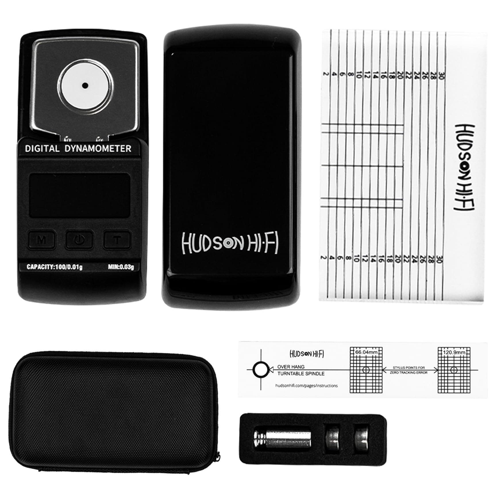 Hudson Hi-Fi Turntable Cartridge Alignment Kit - The Audiophile Purists Perfected 3-Piece LP Cartridge Setup Set. Accuracy Optimized Digital Scale, Azimuth Ruler, Protractor - Rich Pure Sonic Sound