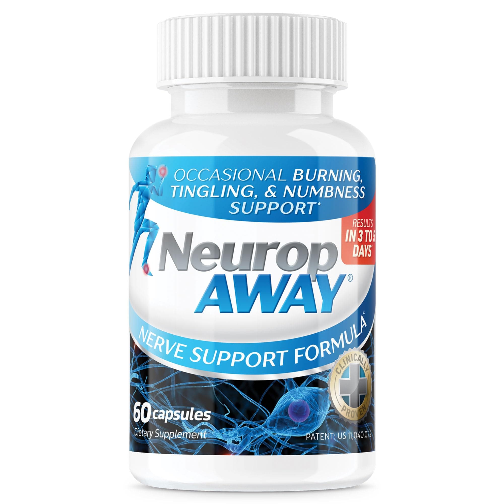 NeuropAWAY Nerve Support Formula 60 Daily Capsules.